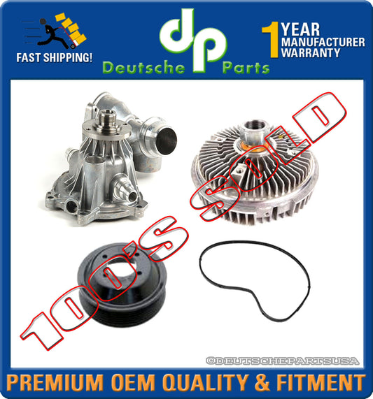 WATER PUMP + GASKET + ALUMINIUM PULLEY + FAN CLUTCH 4 for BMW E65 E66 745i 745Li