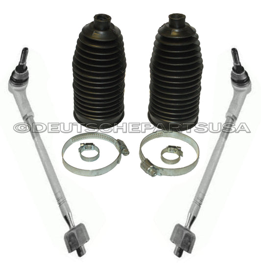 Tie Rod Rods Inner + Outer ASSEMBLY + RACK BOOT KIT for PORSCHE CAYENNE SET 4