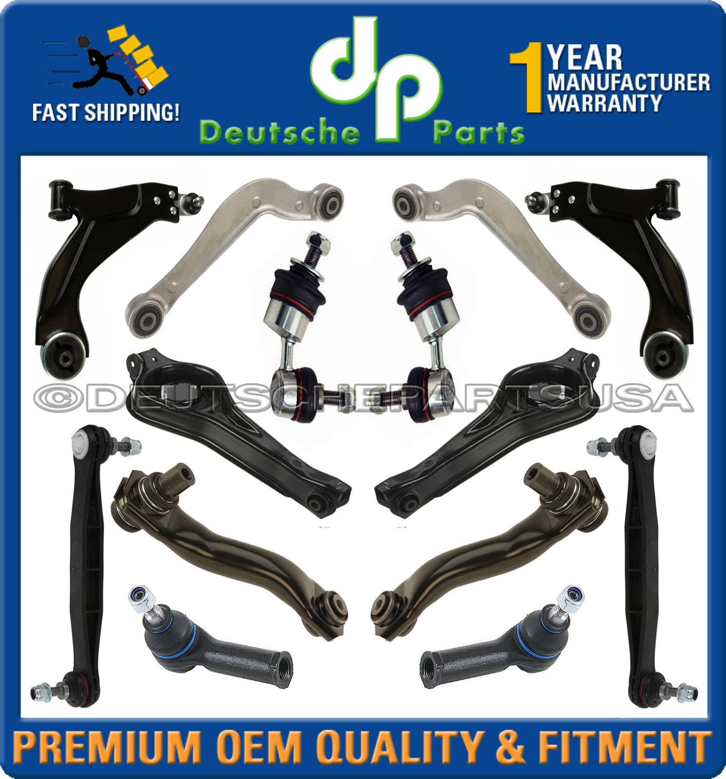 Jaguar X-Type FRONT + REAR CONTROL ARM BALL JOINT + Tie Rod STRUT MOUNT Kit 18