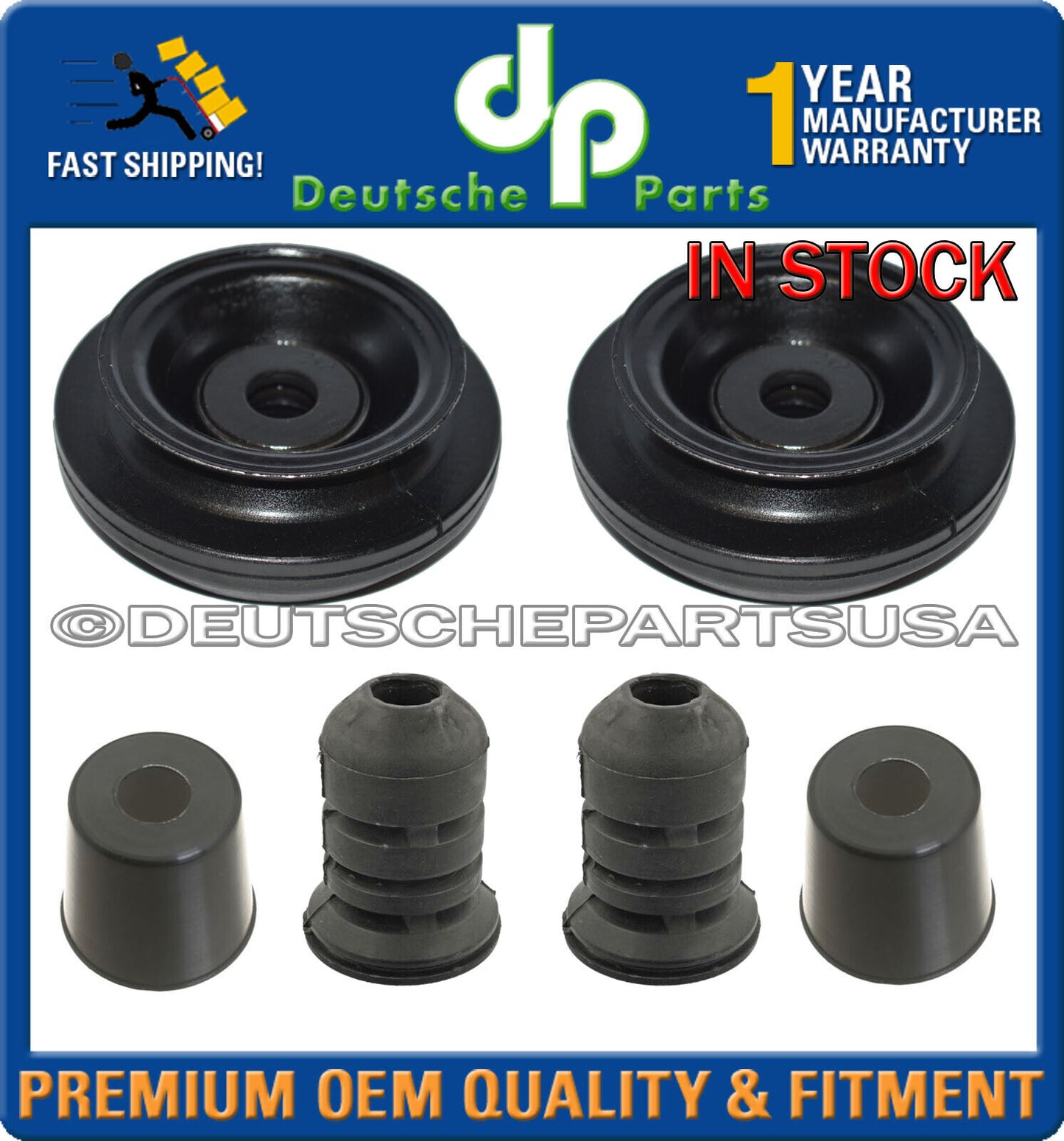 PORSCHE 924 944 FRONT STRUT MOUNT MOUNTS BUSHING BUMP STOP 94434307101 Set Of 6