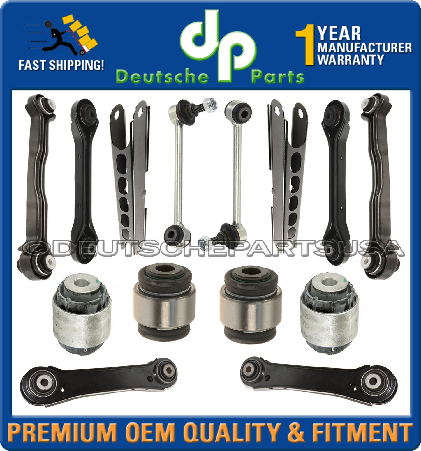 Rear Trailing Control Arm Arms Track Guide Rods for BMW E90 SUSPENSION KIT 14 pc