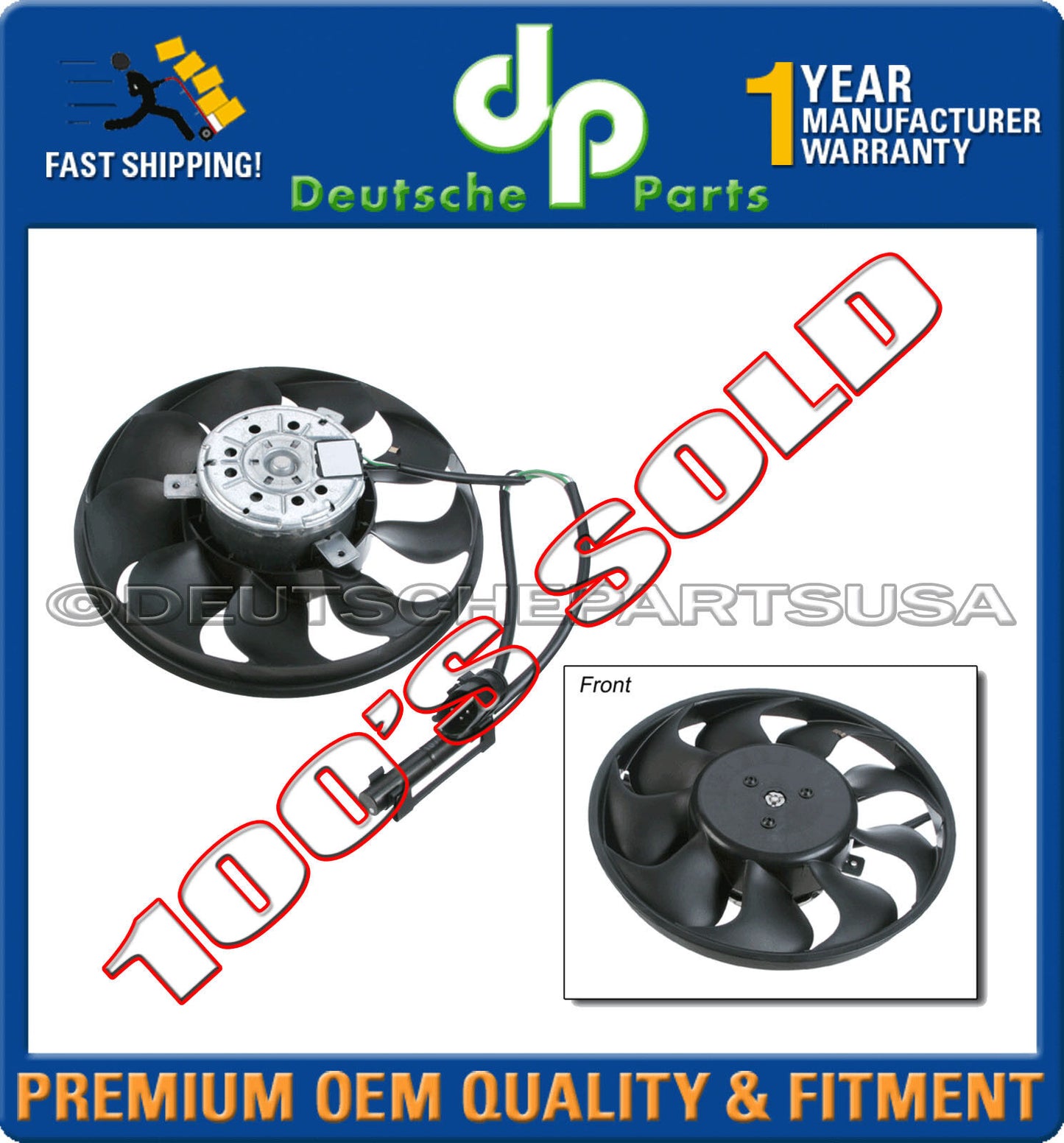 PORSCHE 996 911 986 BOXSTER AUXILIARY RADIATOR FAN MOTOR ASSEMBLY 996 624 135 00