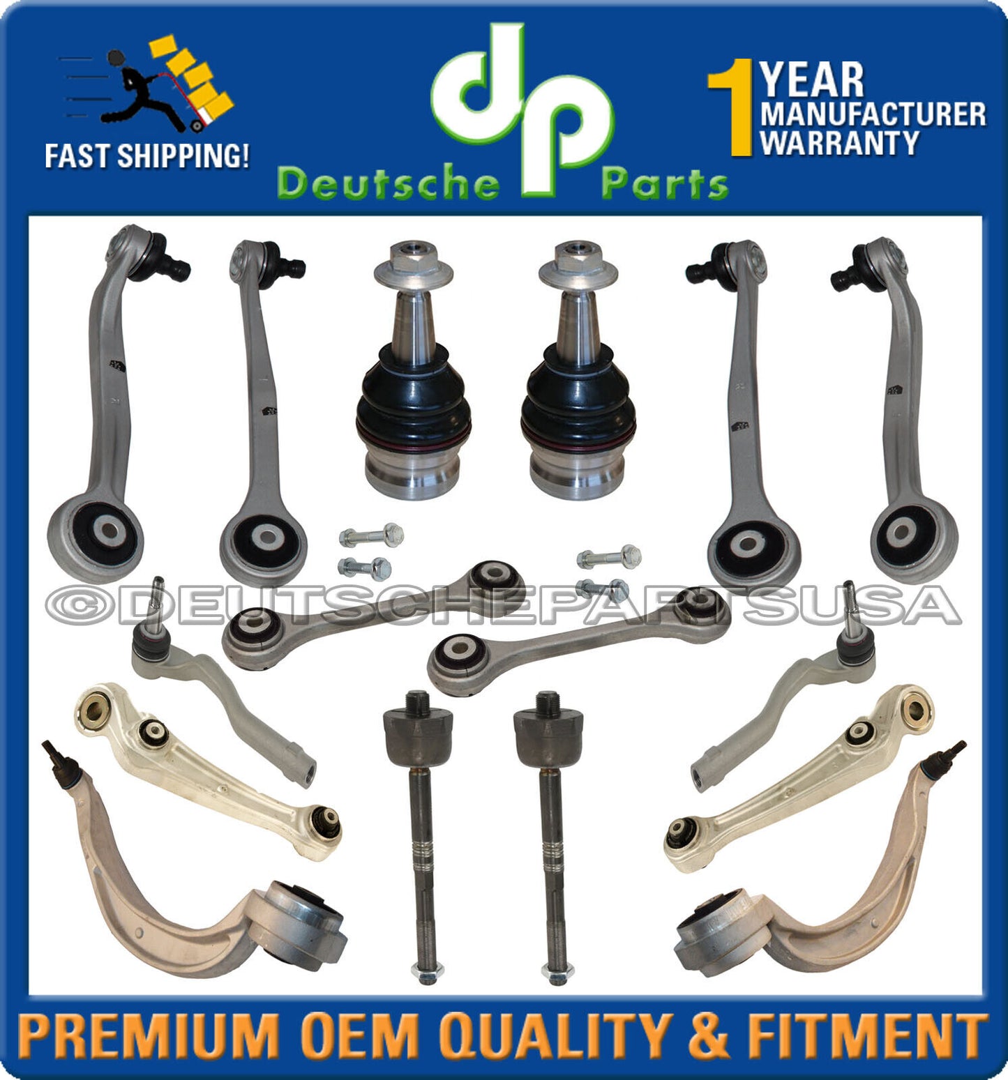 Porsche Macan FR RR UPPER LOWER Control Arm Ball Joint Tie Rod Suspension Kit 18