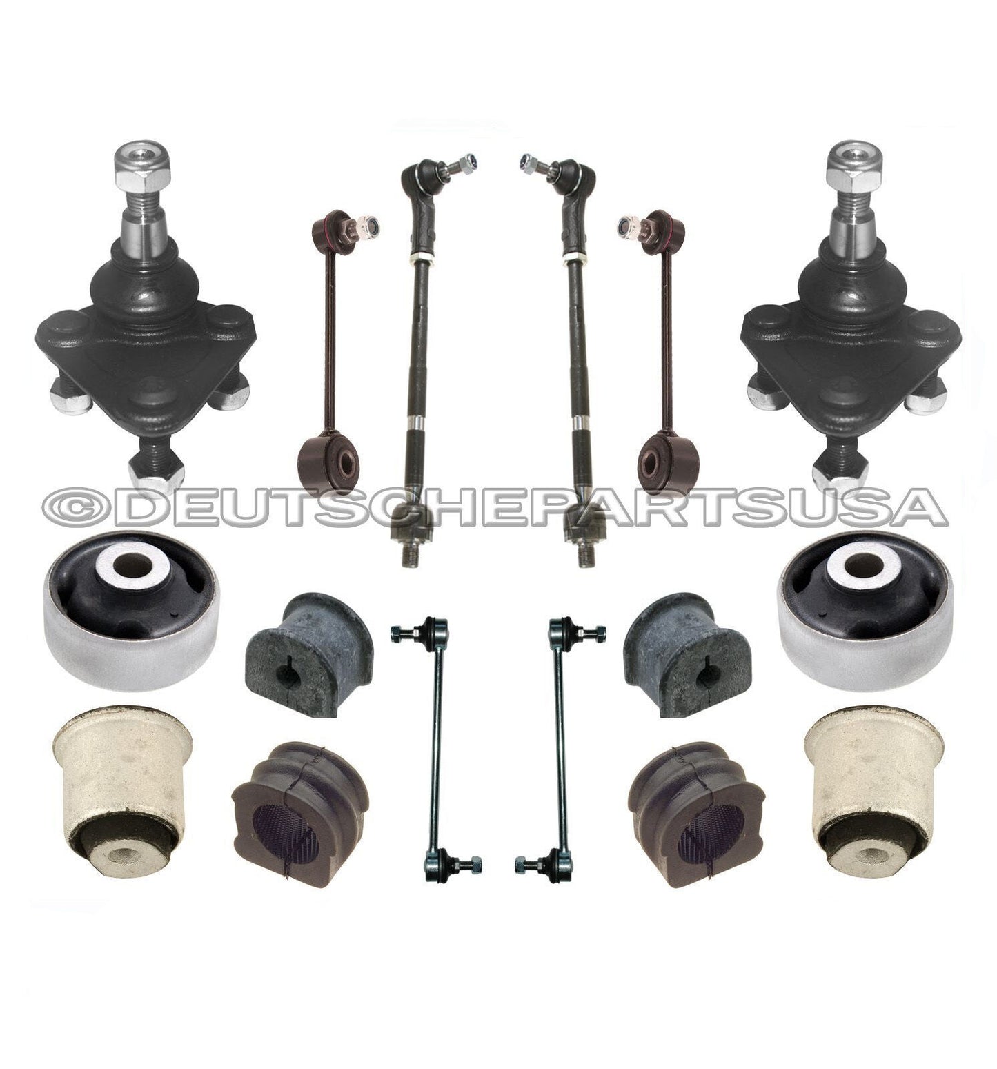 AUDI TT FRONT + REAR CONTROL ARM ASSEMBLY + BALL JOINTS + BUSHINGS + Tie Rods 16