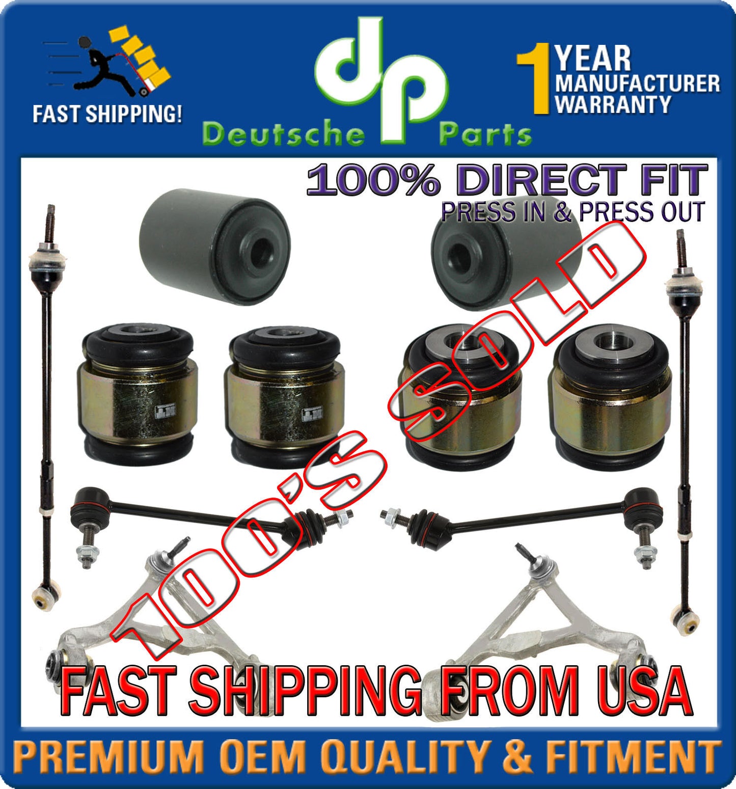 JAGUAR SUPER V8 REAR CONTROL ARMS BALL JOINT TIE ROD BUSHING SUSPENSION KIT 12