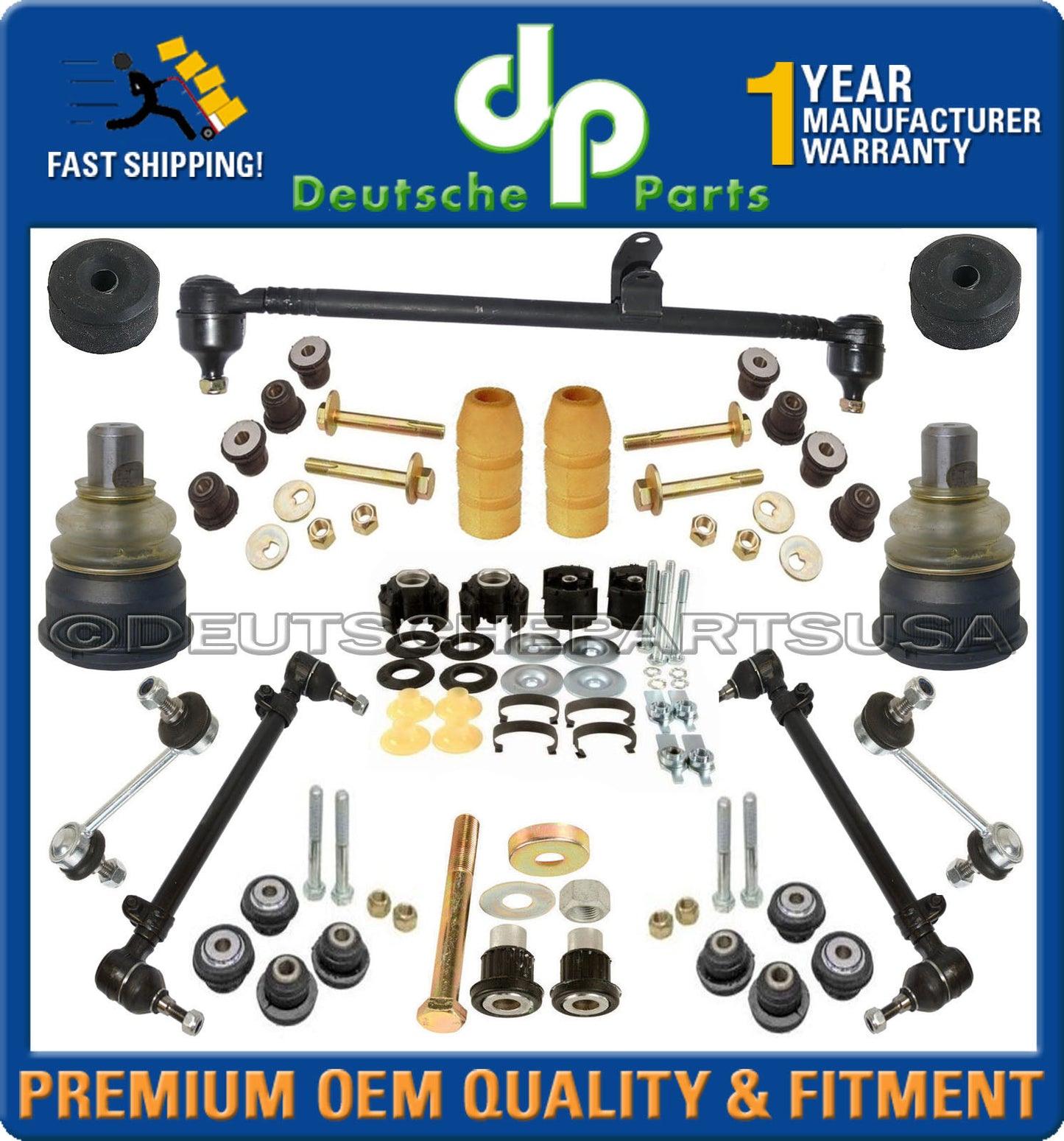 Mercedes R107 Control Arm Ball Joints Tie Rod Sway Bar Bushing Suspension Kit 17