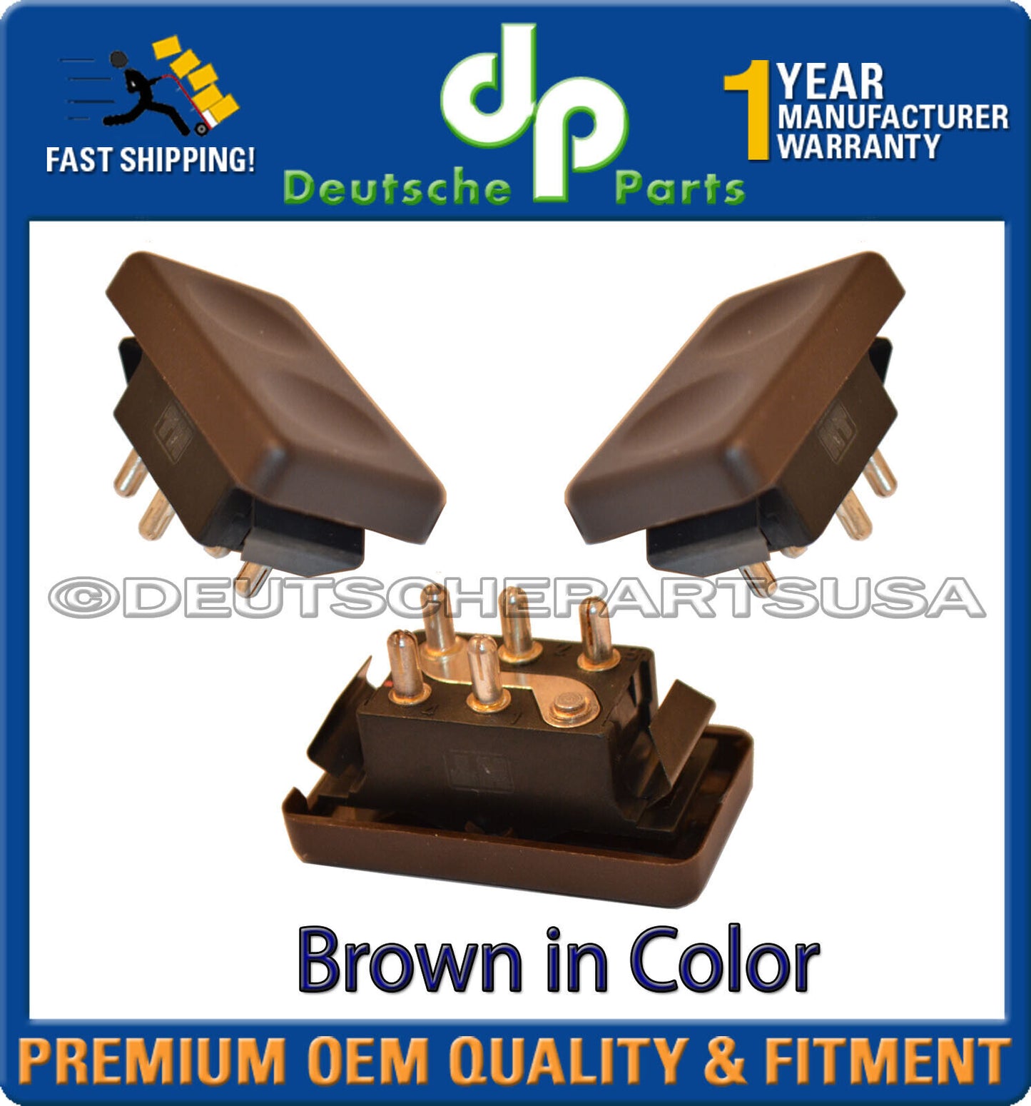 PORSCHE 924 944 POWER WINDOW TIP SWITCH BROWN 477959622 477 959 622 89S SET 3