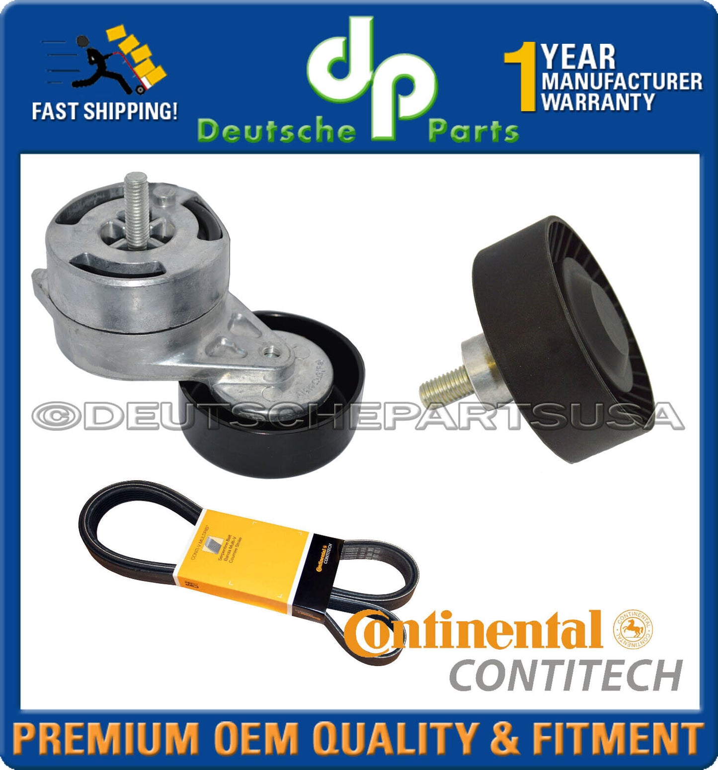 Audi V6 Serpentine Belt  Acc.Belt Idler Pulley Tensioner Assembly Set of 3