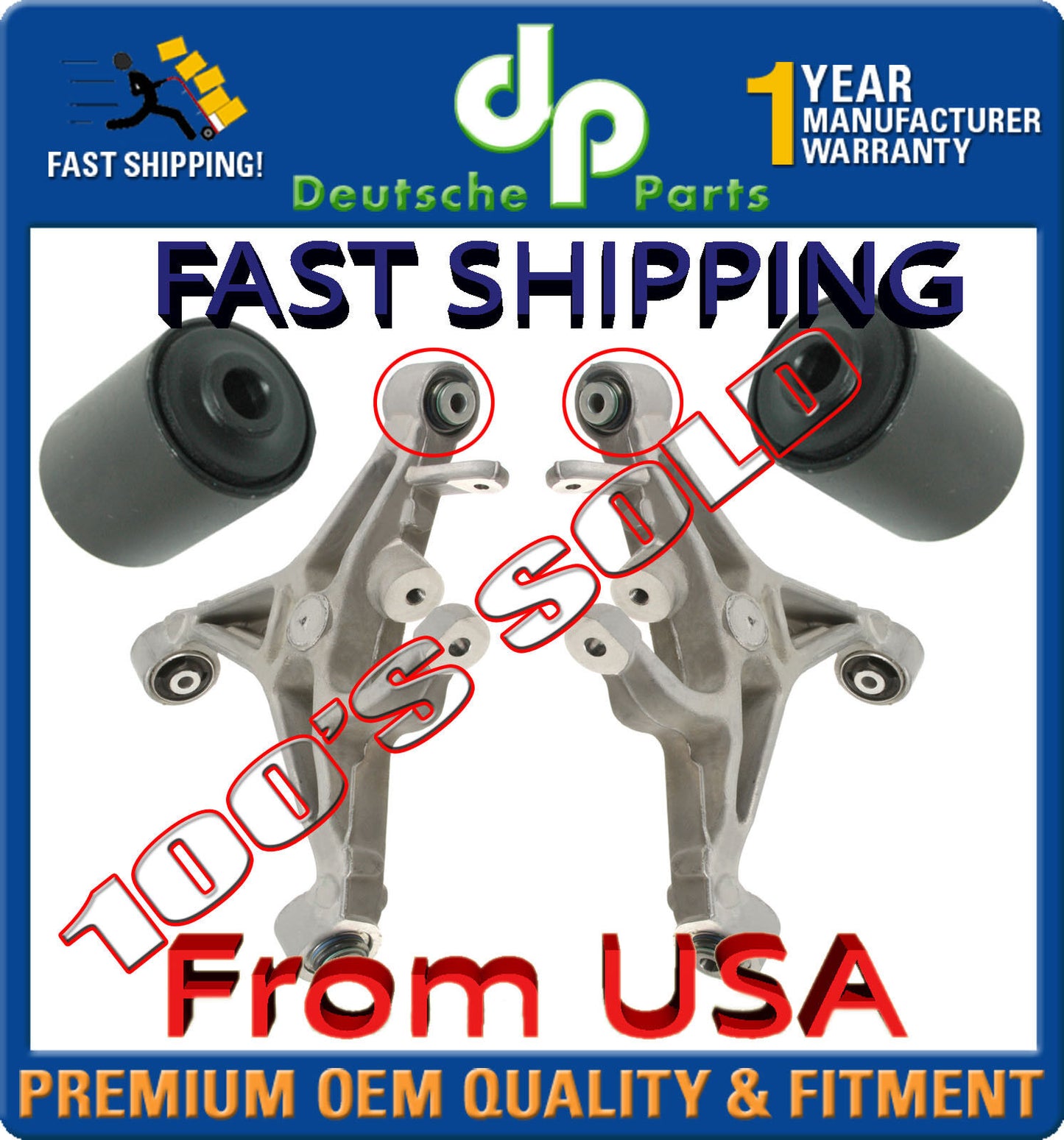 JAGUAR XJ S TYPE Rear Lower Control Arm Arms BUSHING Bushings SET 2 - Both Arms