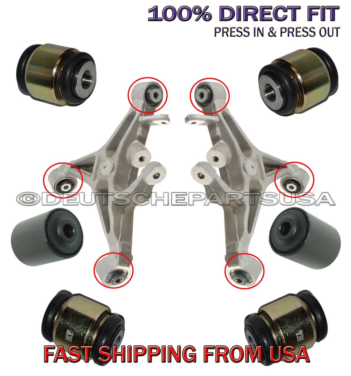 JAGUAR XK XKR Rear Lower Control Arm Fluid Hydrabush HYDRA bushings SET 6