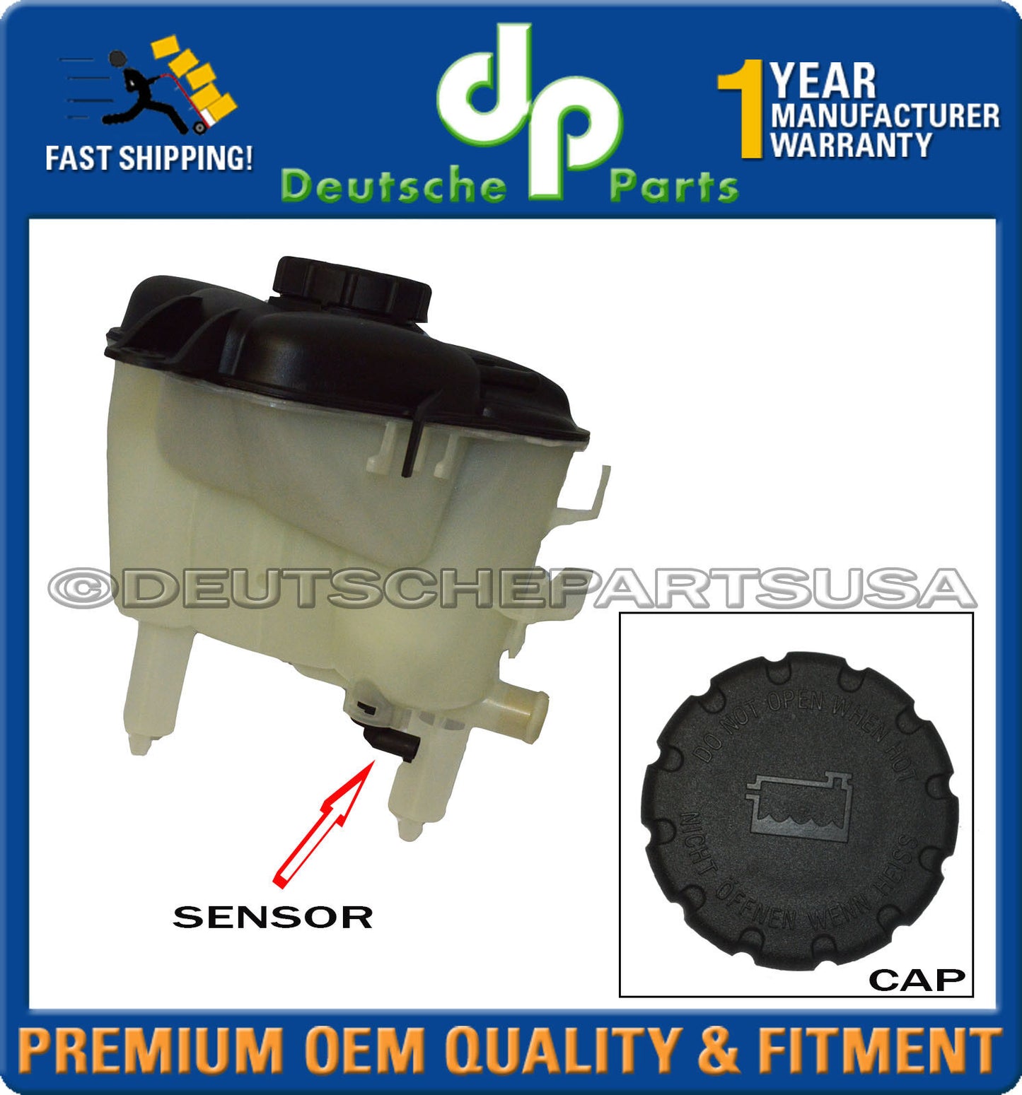 Mercedes R171 SLK 280 55 SLK55 Engine Coolant Recovery Tank Cap Sensor Set 2004