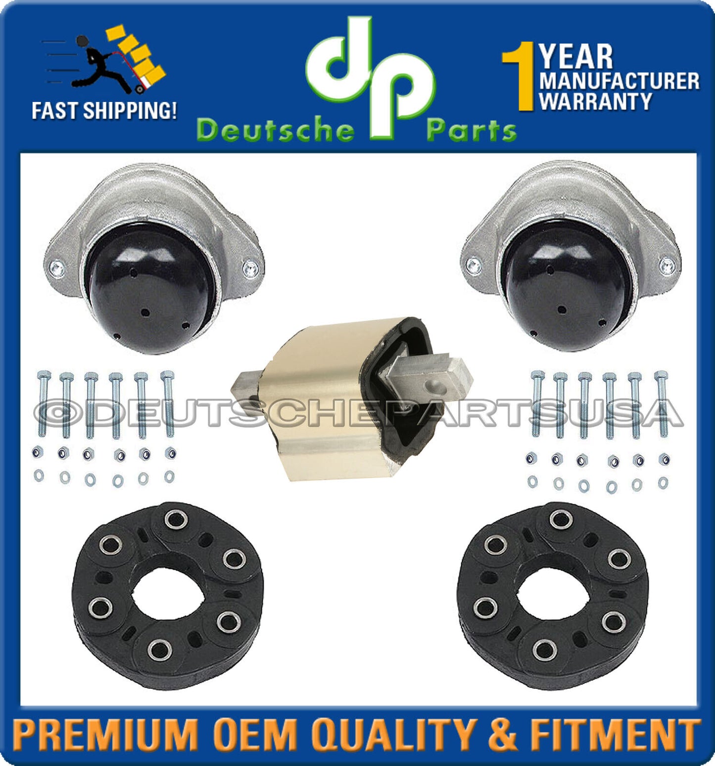 Mercedes R129 SL500 Engine Motor Transmission Mount Drive Shaft Flex Disc Set 5