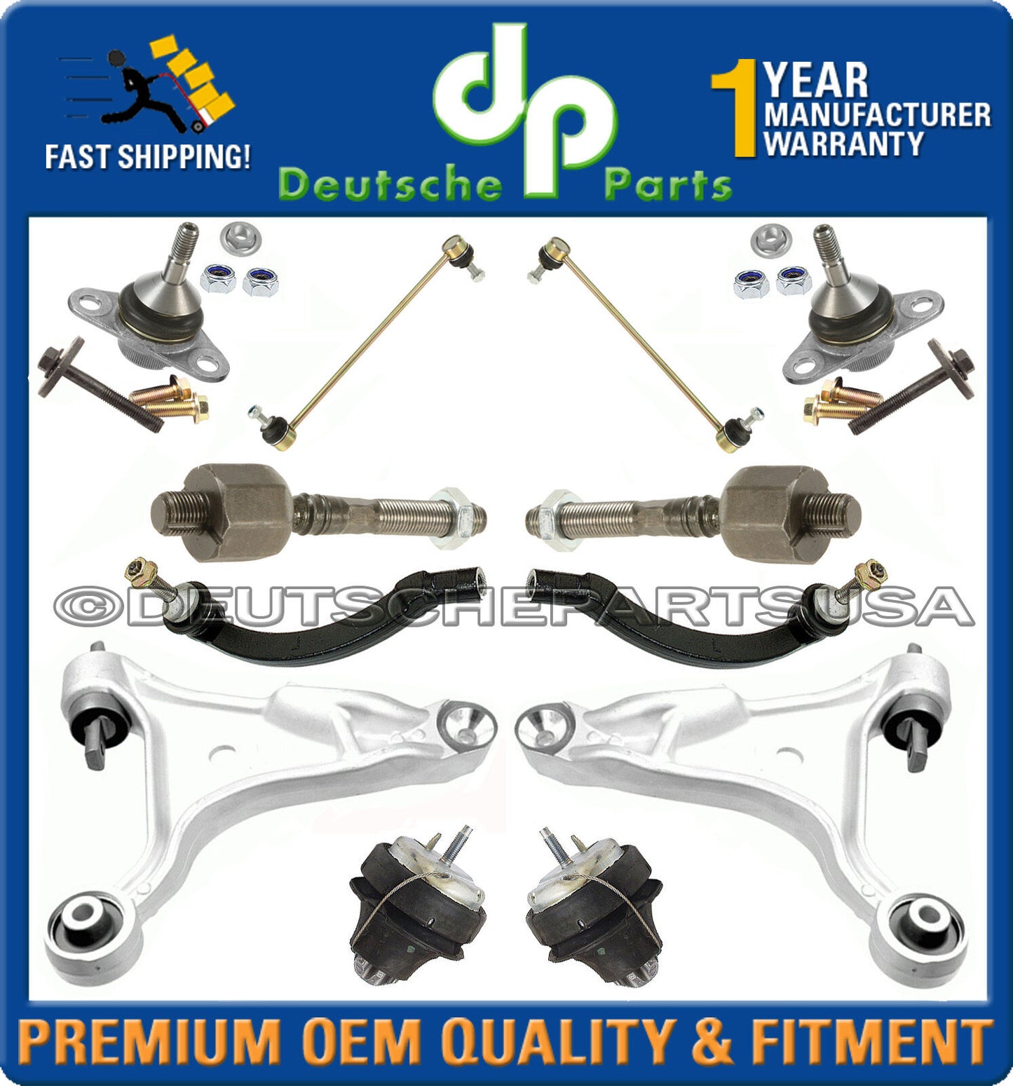 VOLVO S60 CONTROL ARMS BALL JOINT MOTOR MOUNTS SWAY BAR TIE ROD KIT 2001-03 12pc