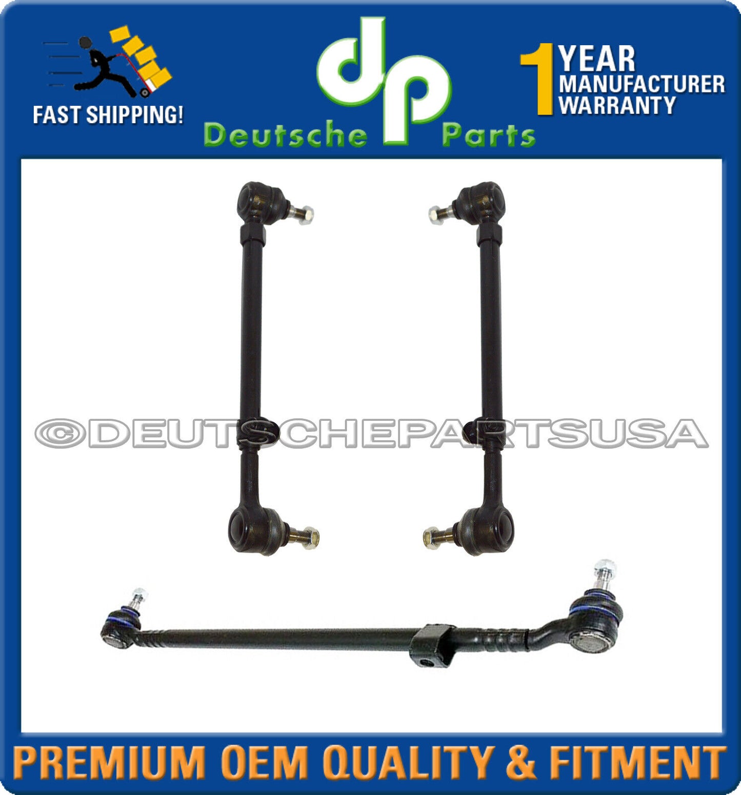 MERCEDES W124 Center Drag Link TIE ROD RODS Assembly E320 E200 300E 300D Set 3