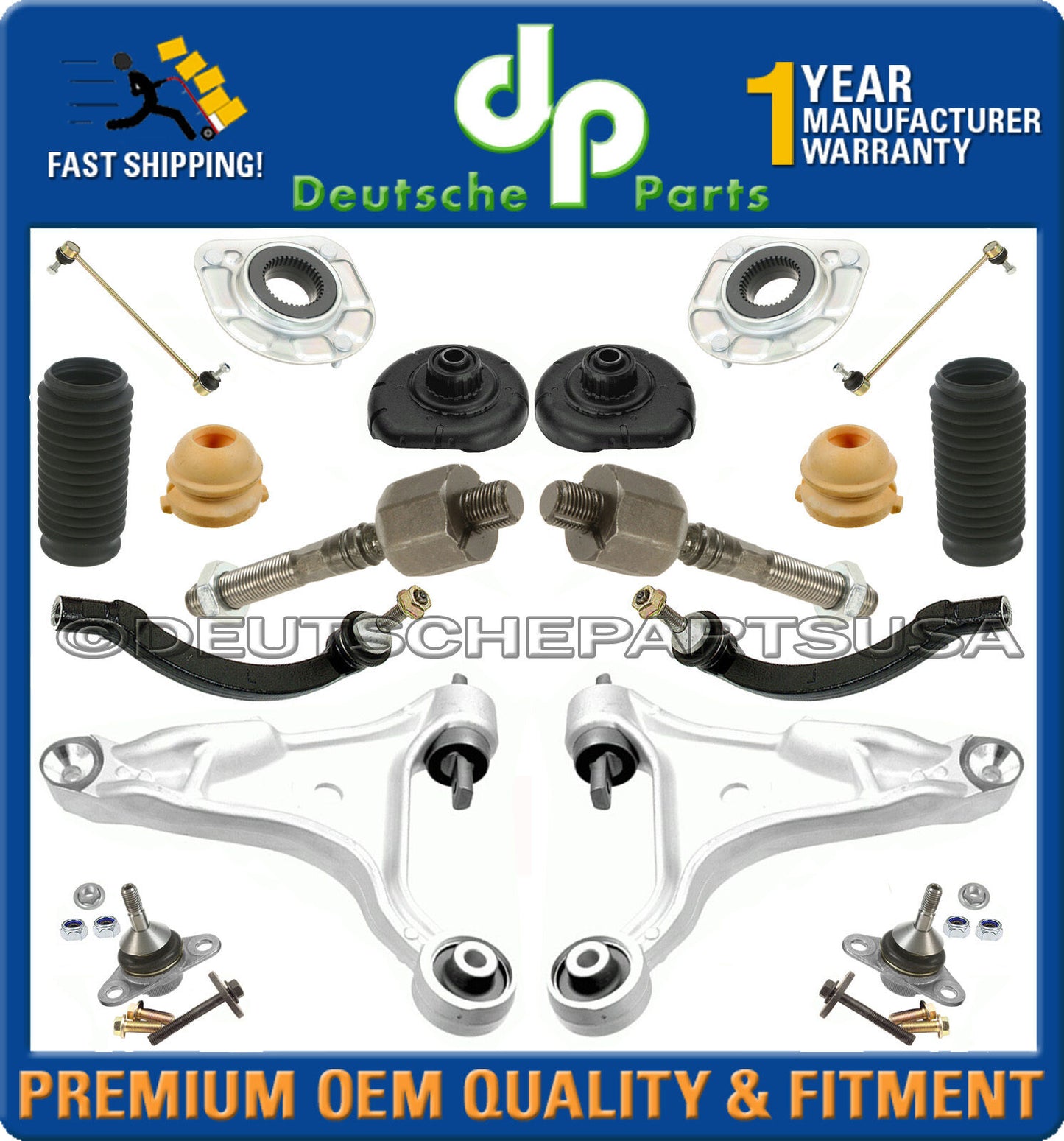 VOLVO S60 CONTROL ARMS BALL JOINTS STRUT MOUNTS BEARINGS TIE RODS SUSPENSION KIT