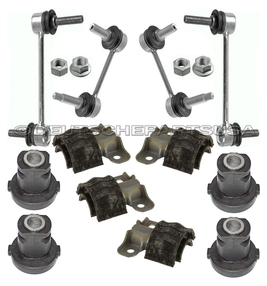 STEERING RACK MOUNT SWAY STABILIZER BAR BUSHINGS + LINKS fr Mercedes W164 SET 12
