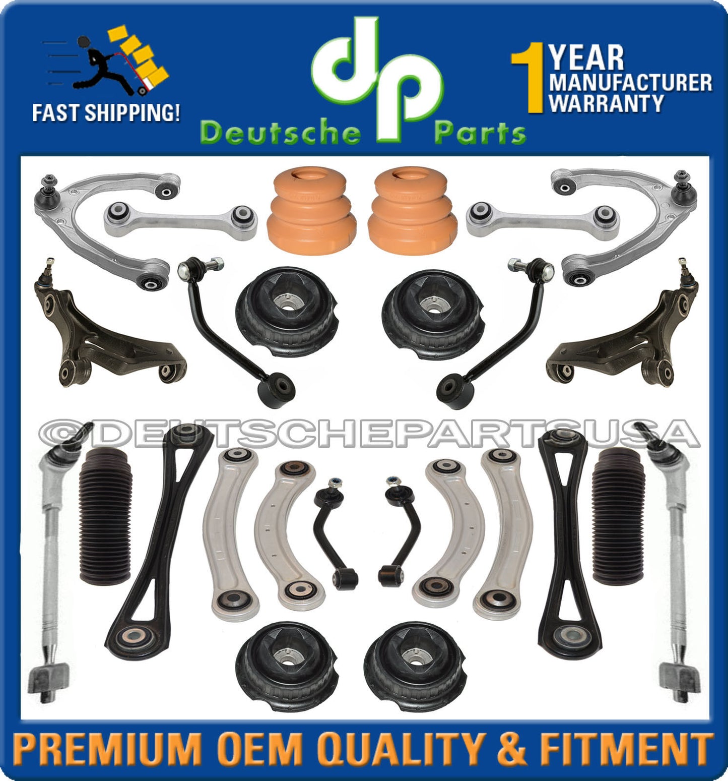 VW TOUAREG FRONT + REAR Control Arms Ball Joints Strut Mount SUSPENSION KIT 26