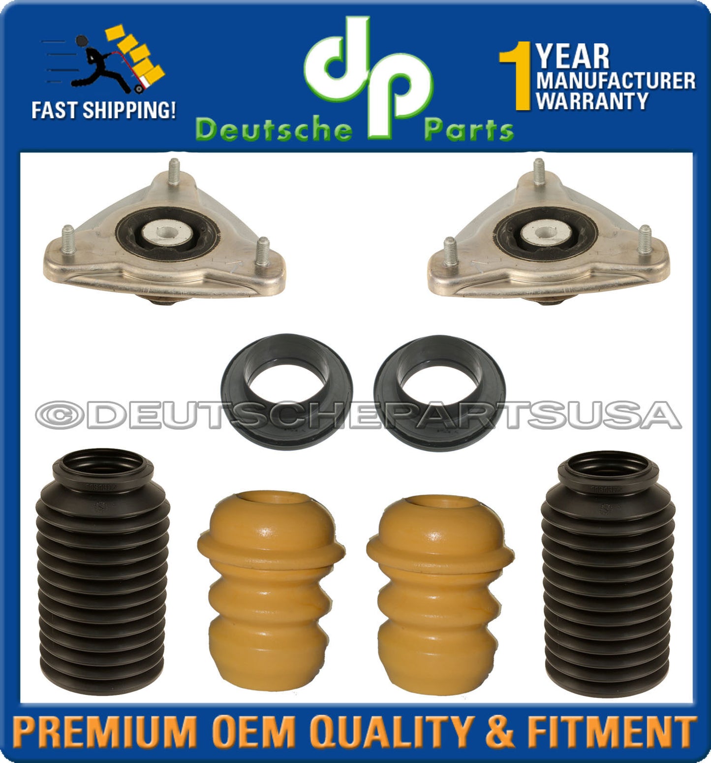 Porsche 911 997 C2 Front Upper Strut Mounts Bearings Bump Stop Plate Kit 18