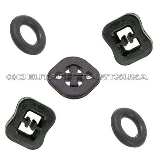 Mercedes w126 Exhaust Hangers Center L + R Donut Buffer Damper 86-91 Set of 5
