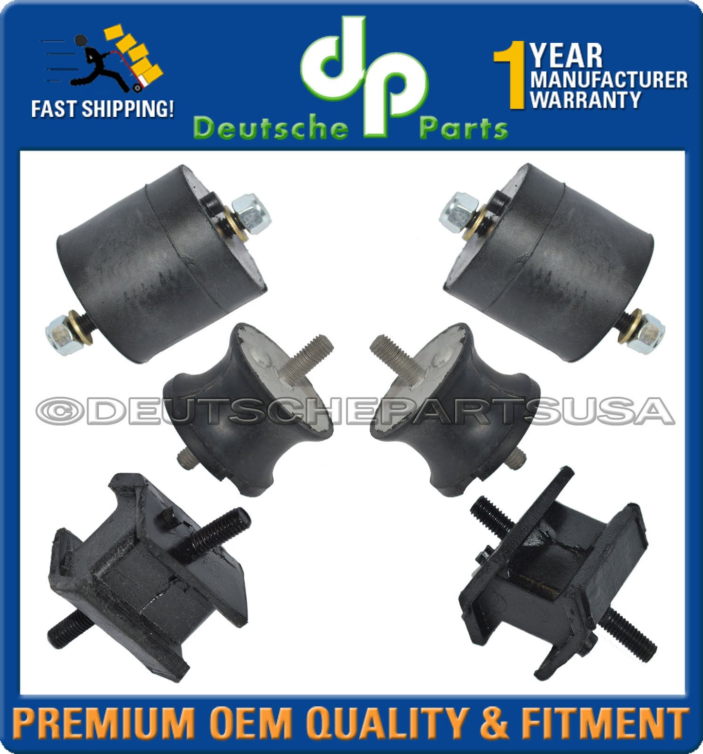 BMW E34 525i Engine Mount Manual Transmission Mounts Front & Rear L+R set of 6