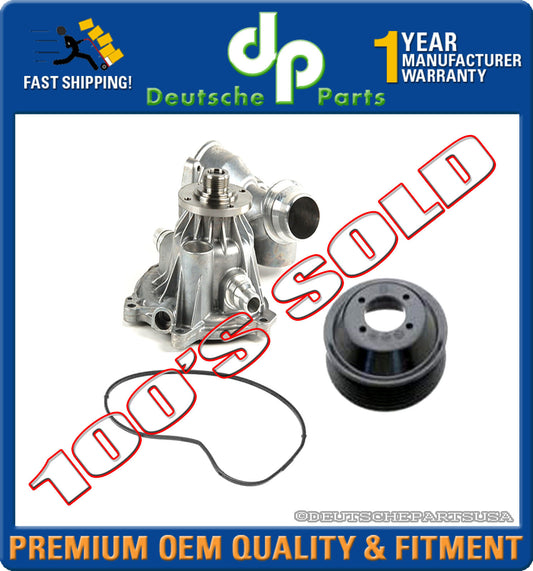 WATER PUMP METAL IMPELLER + GASKET + PULLEY for BMW E53 E63 E64 E65 E66 SET of 3