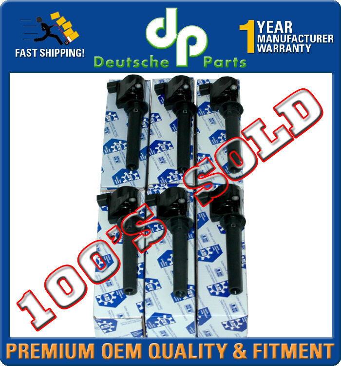 Direct Ignition Coil Coils Set for MAZDA 6 MPV AJ5118100 SET 6 + Rubber Tubes