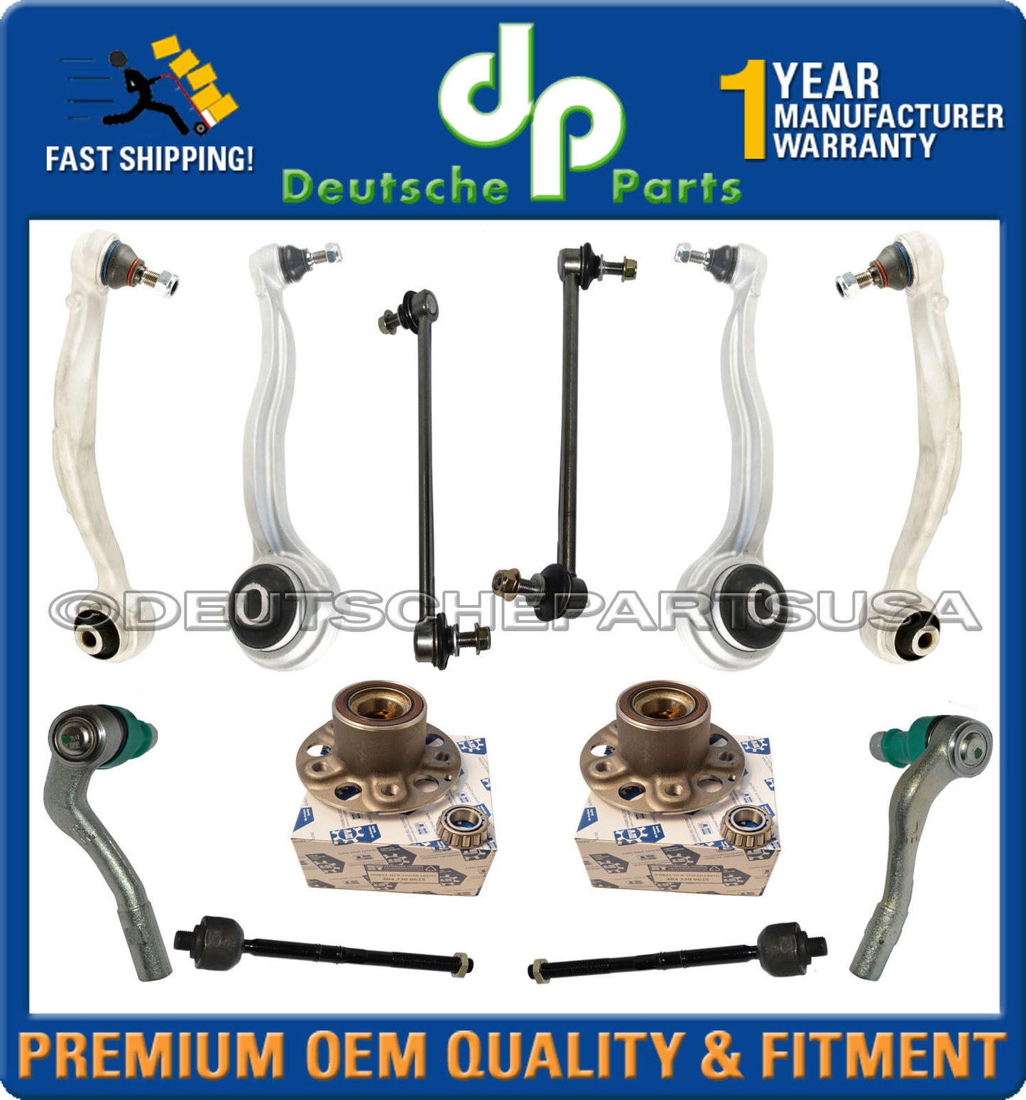 Mercedes W204 FRONT CONTROL ARMS BALL JOINTS Wheel Hub Bearing SUSPENSION KIT
