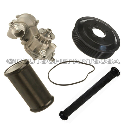 WATER PUMP + PULLEY + 2 Water Pipe to Engine Block / Alternator Housing for BMW