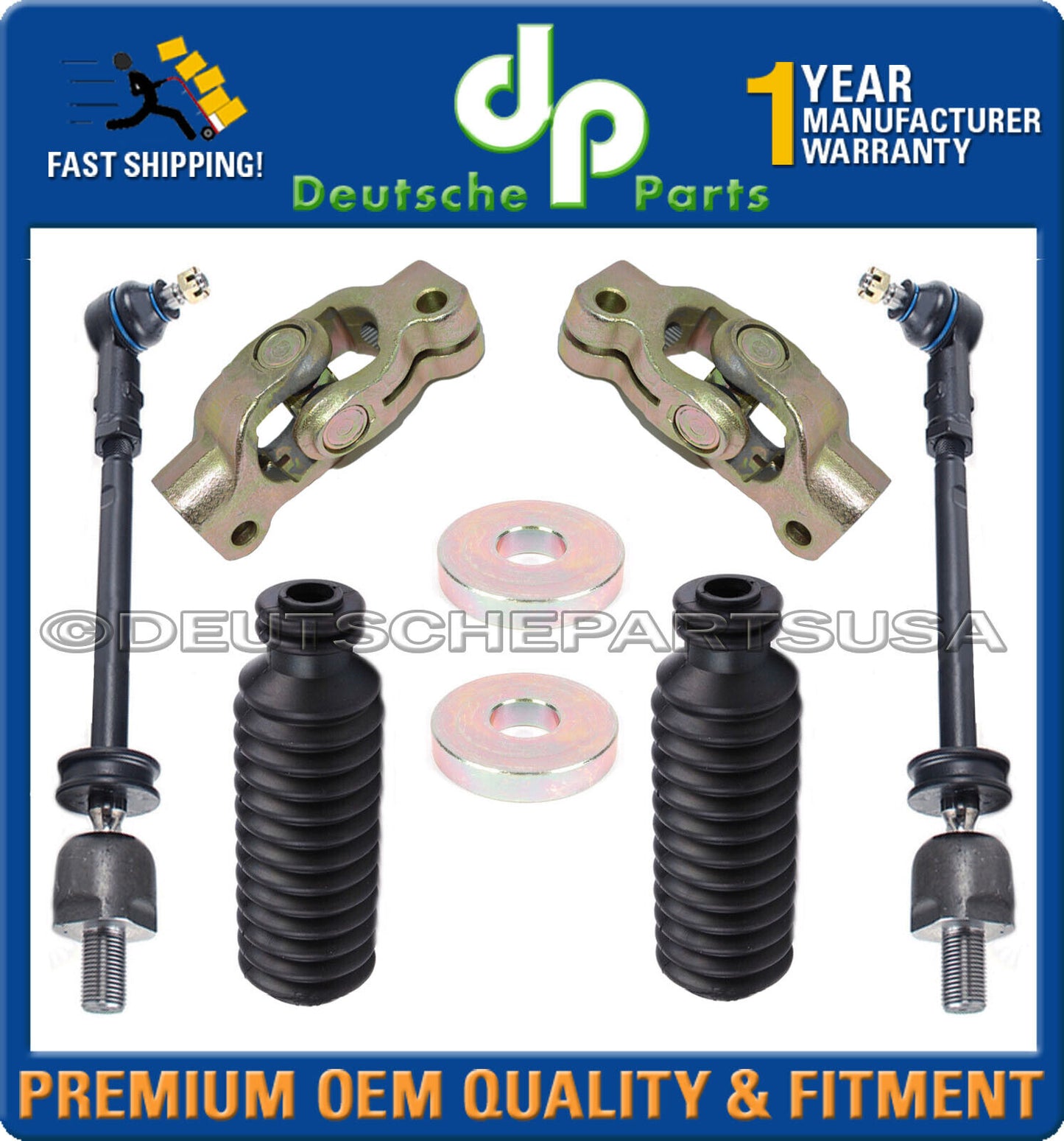 Porsche 911 912 930 Steering Coupling U-Joint Assembly + Turbo Tie Rod Kit Set 8