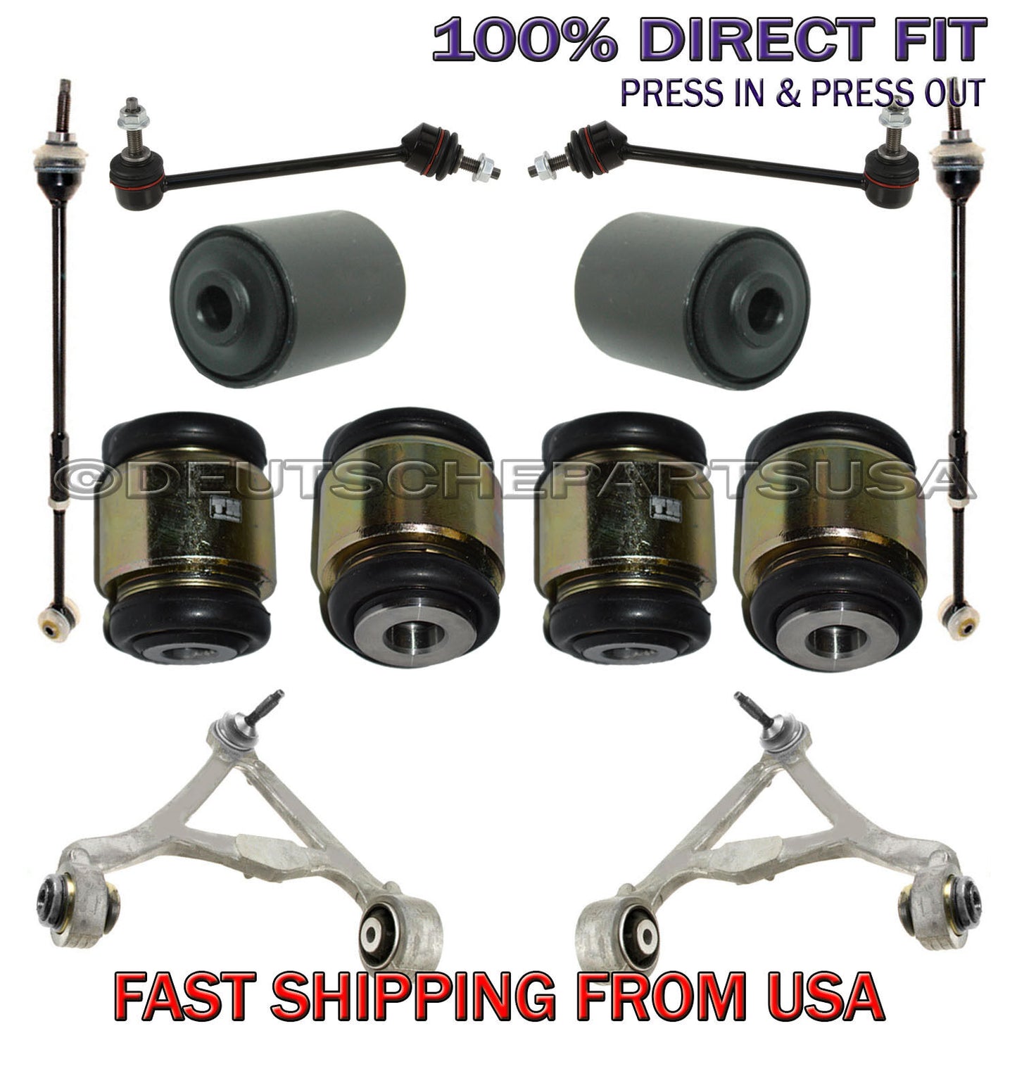 JAGUAR SUPER V8 REAR CONTROL ARMS BALL JOINT TIE ROD BUSHING SUSPENSION KIT 12