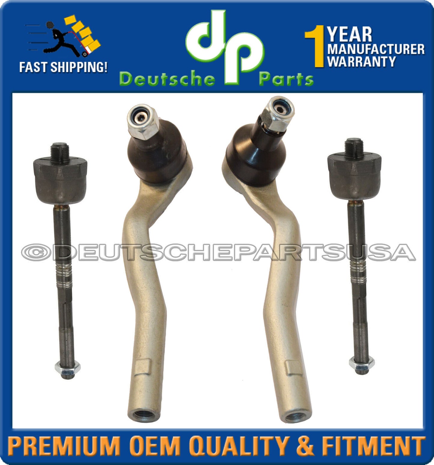 Mercedes W212 E250 E350 E550 4Matic LH + RH Inner Outer Tie Rod Ends Set of 4