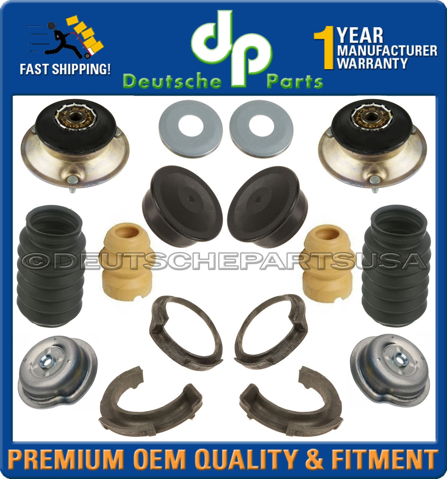 Front Shock Strut Mount Mounts Bearing for BMW E90 323i 325i 328i Kit 16 Pc