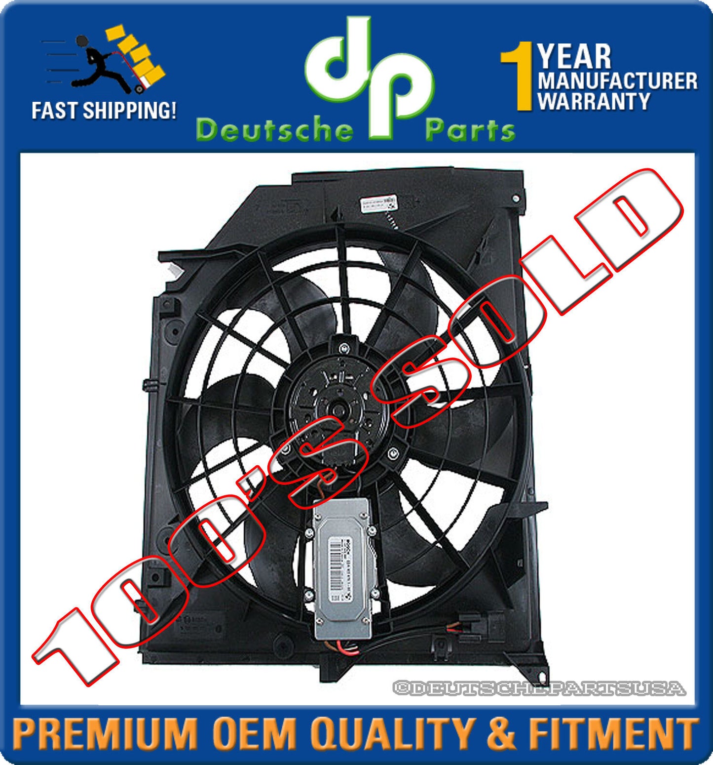 Blade Puller Radiator Cooling Fan Motor Assembly + Frame E46 BMW 17117510617