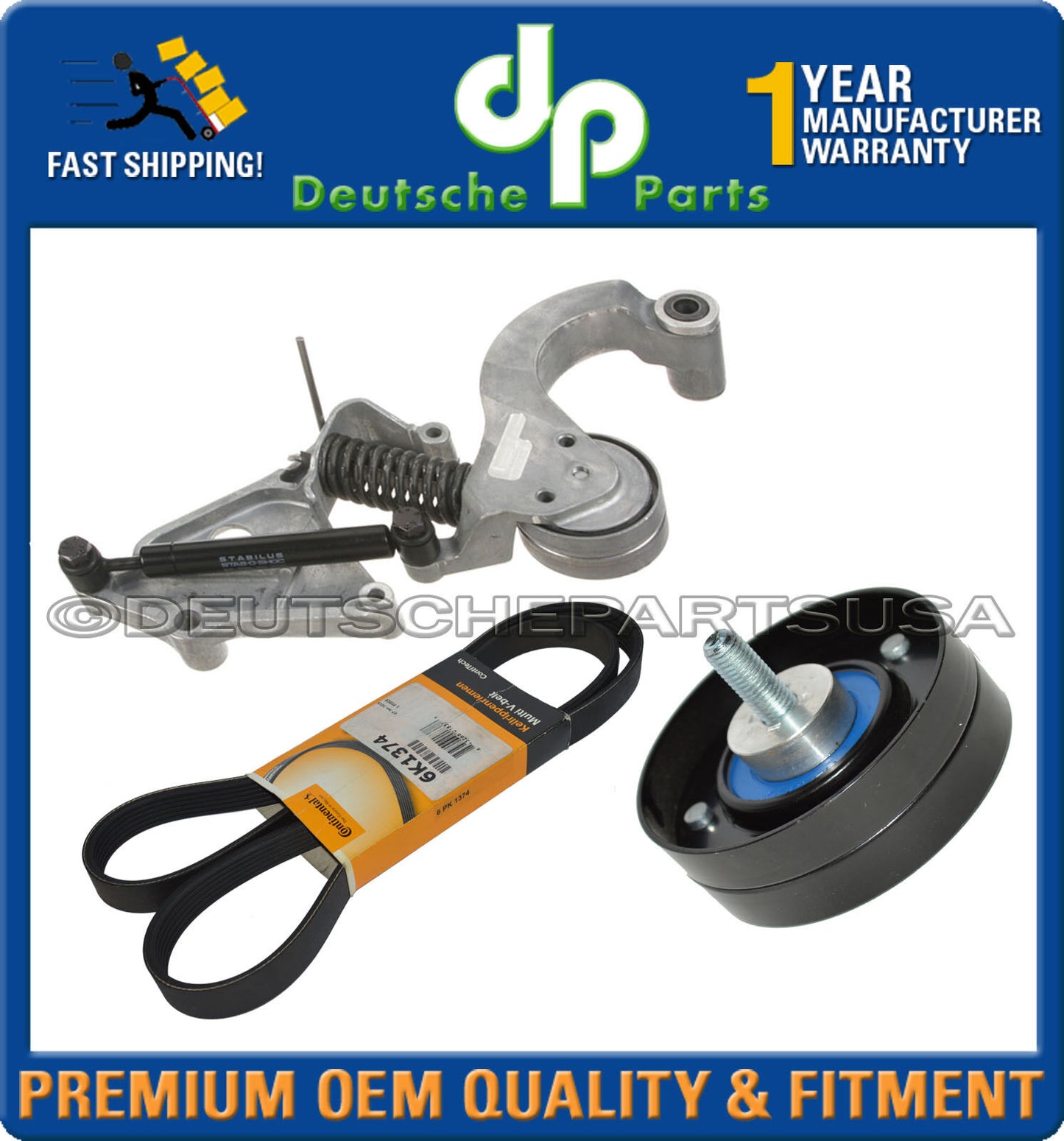 Mini R52 R53 R56 Cooper Drive Belt Tensioner + PULLEY + BELT 11287509476 Set 3