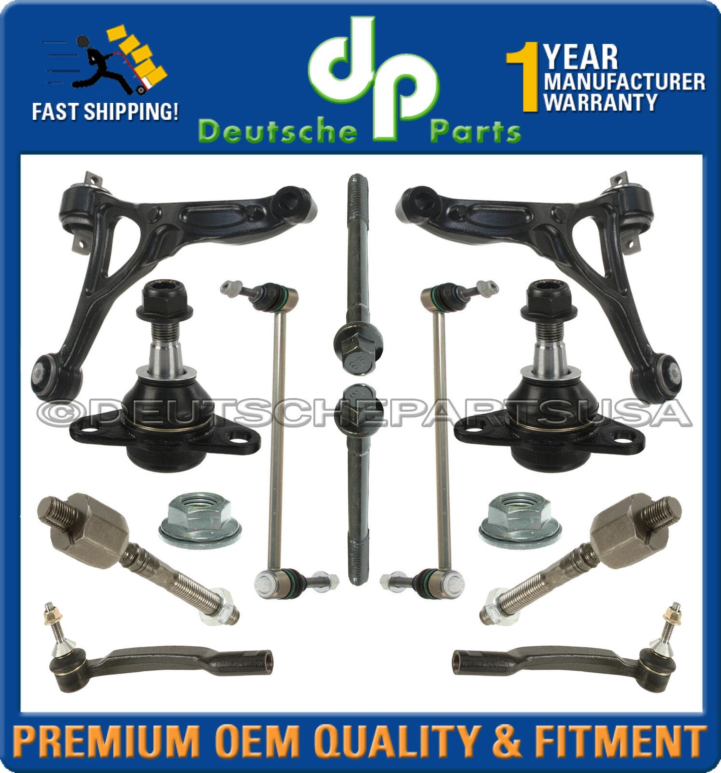 VOLVO XC90 Front Control Arm Arms Ball Joint Tie Rod Inner Outer Suspension Kit