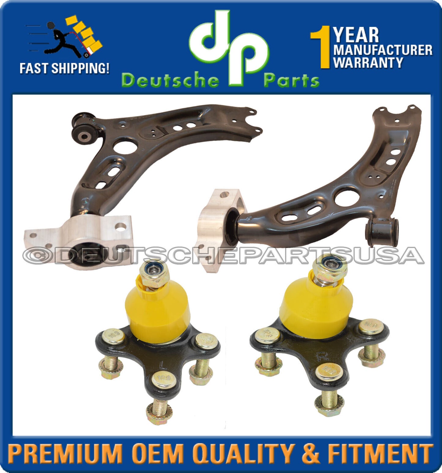 VW PASSAT CC TIGUAN FRONT LOWER CONTROL ARMS BUSHING BALL JOINT JOINTS L+R SET 4