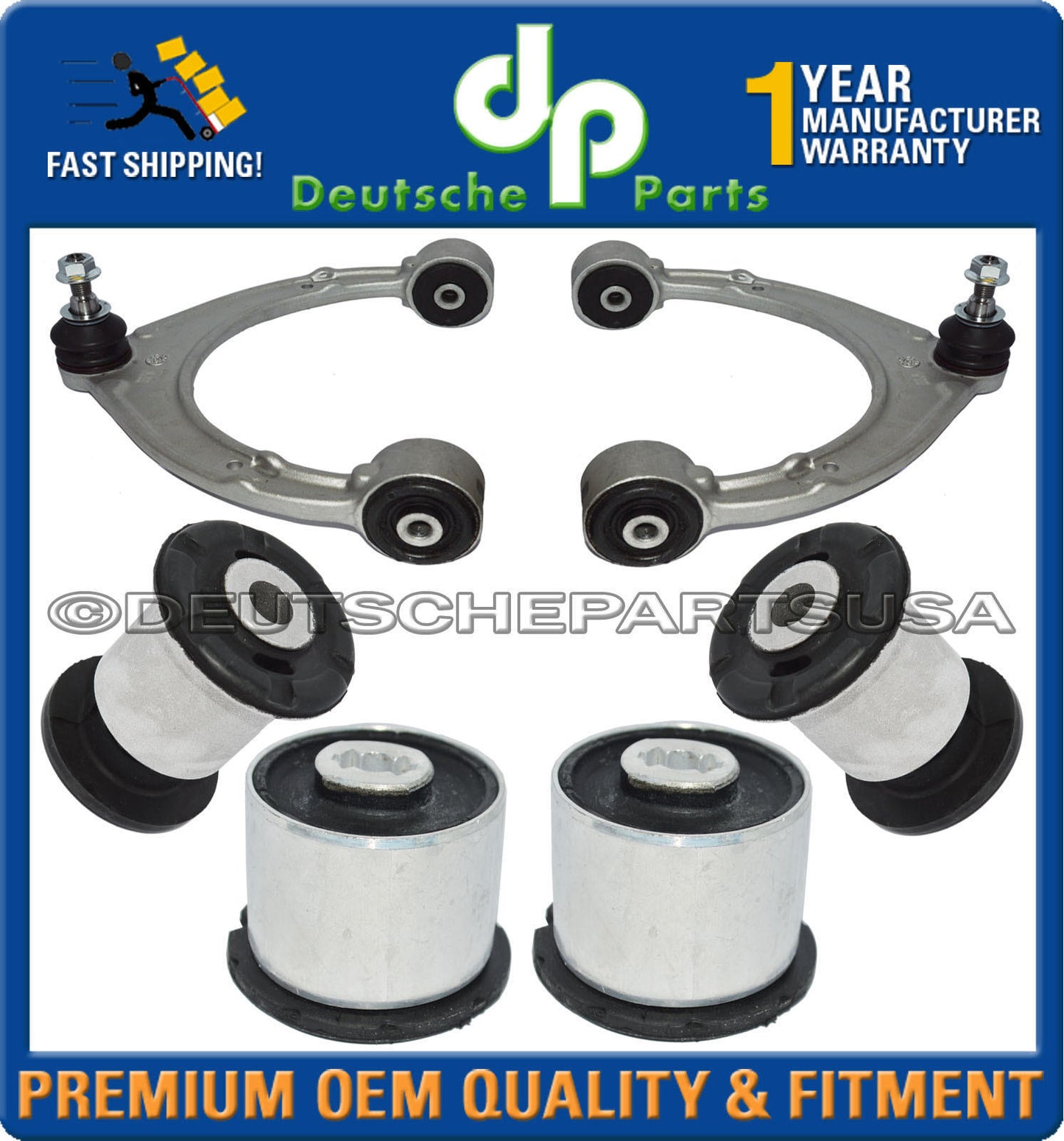 Porsche Panamera Front Upper Lower Control Arm Ball Joint Joints Bushings Set 6