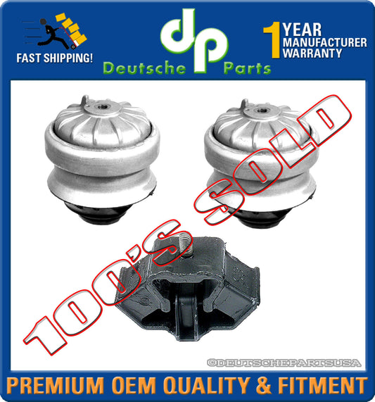 MERCEDES W124 W201 190E 190D 300E ENGINE MOTOR TRANSMISSION MOUNT MOUNTS SET 3PC