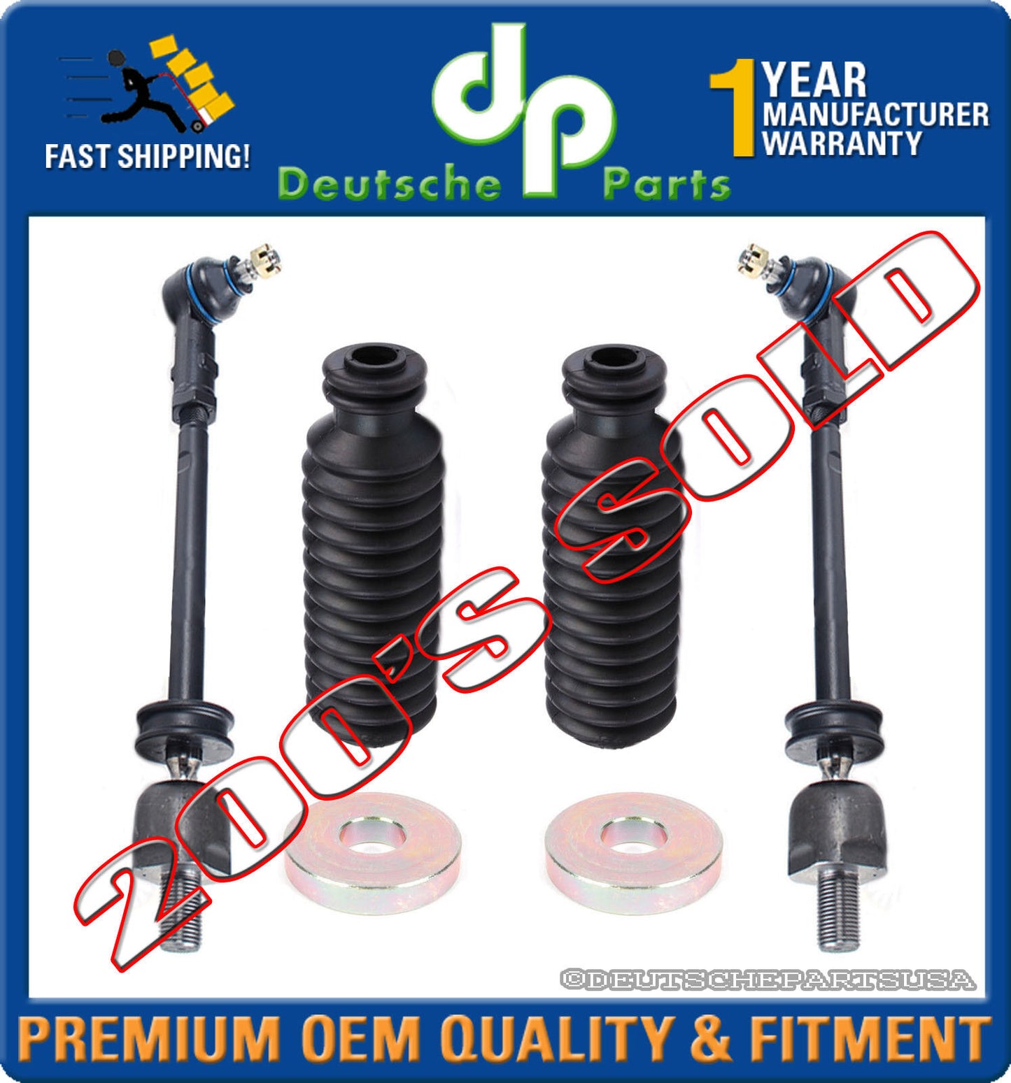 Porsche 911 912 912E 914 930 Turbo Tie Rod Kit 93034703101 + 93034719102 SET 6
