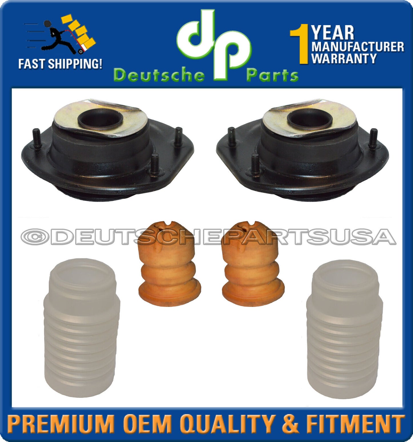 Porsche 911 964 Front Upper Strut Shock Mount Bearing Bump Stop Kit LH+RH Set 6