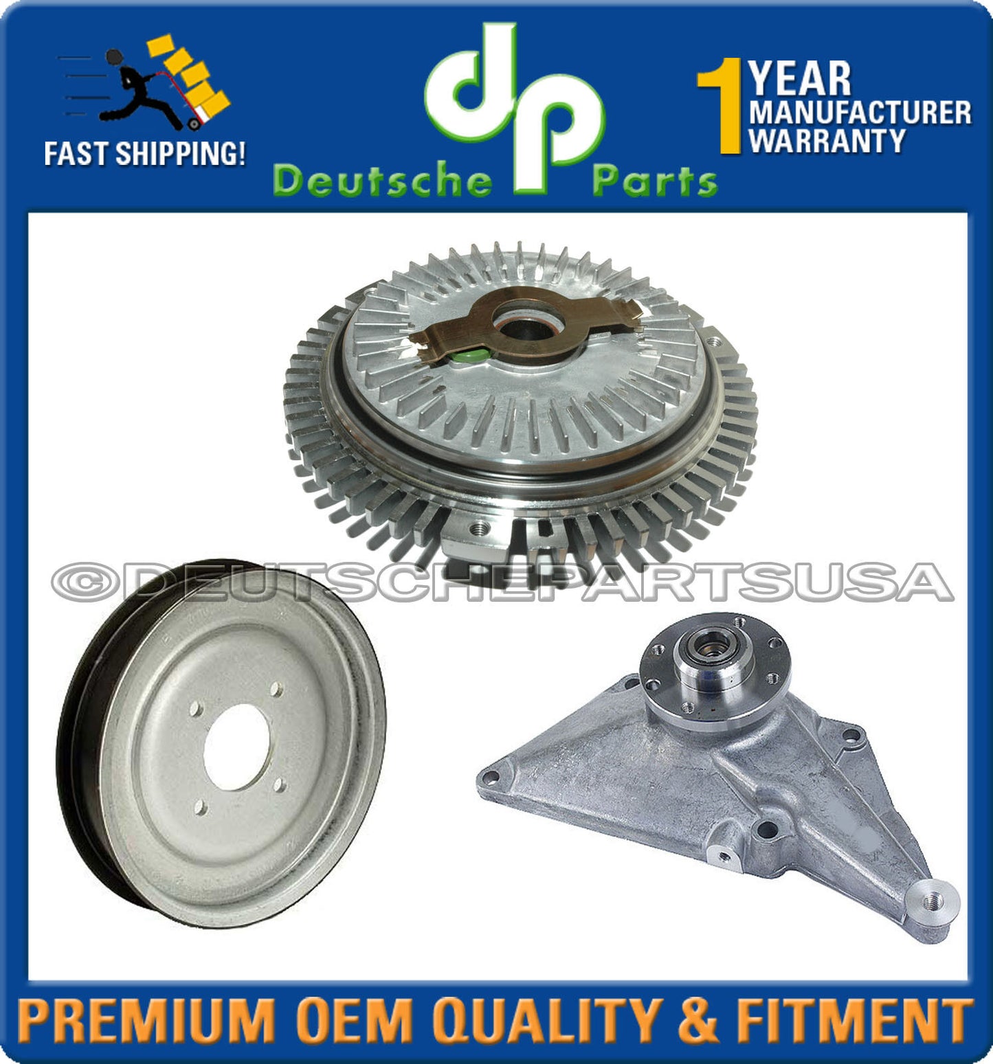 MERCEDES W201 190E 2.6 VISCOUS ENGINE COOLING FAN CLUTCH BRACKET PULLEY KIT 3
