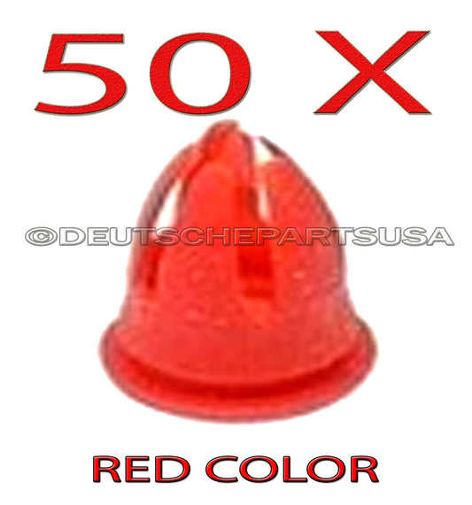 50 x Red Fender & Door Molding trim Clips for Various Mercedes Benz # 0019882081