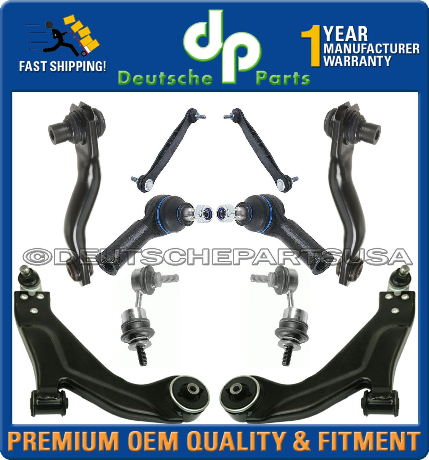 Jaguar X-Type FRONT + REAR CONTROL ARM BALL JOINT + Tie Rod Sway Bar Link Kit 10