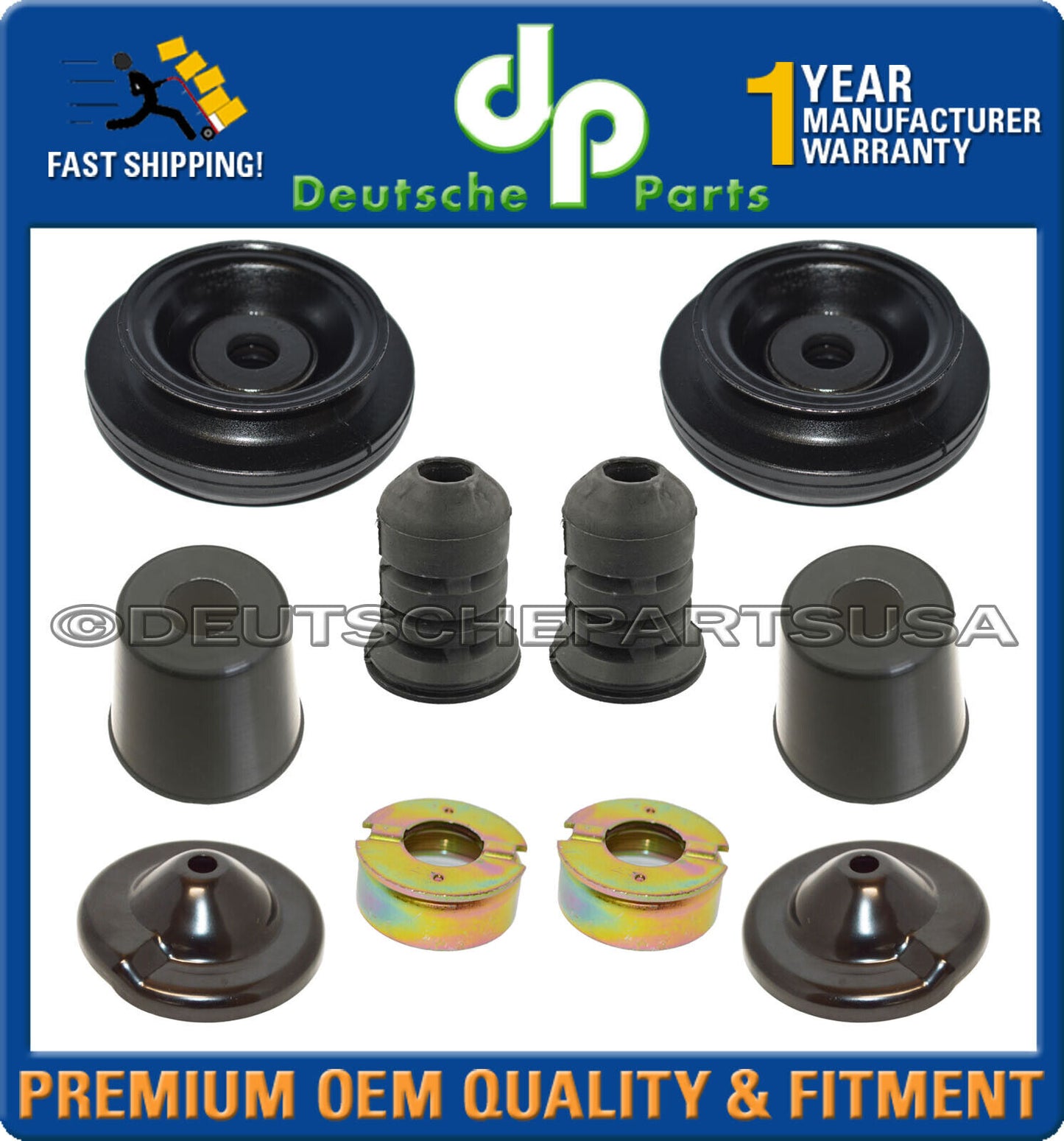 PORSCHE 924 944 FRONT STRUT MOUNT MOUNTS BUSHING Washer NUT 94434307101 Set 10