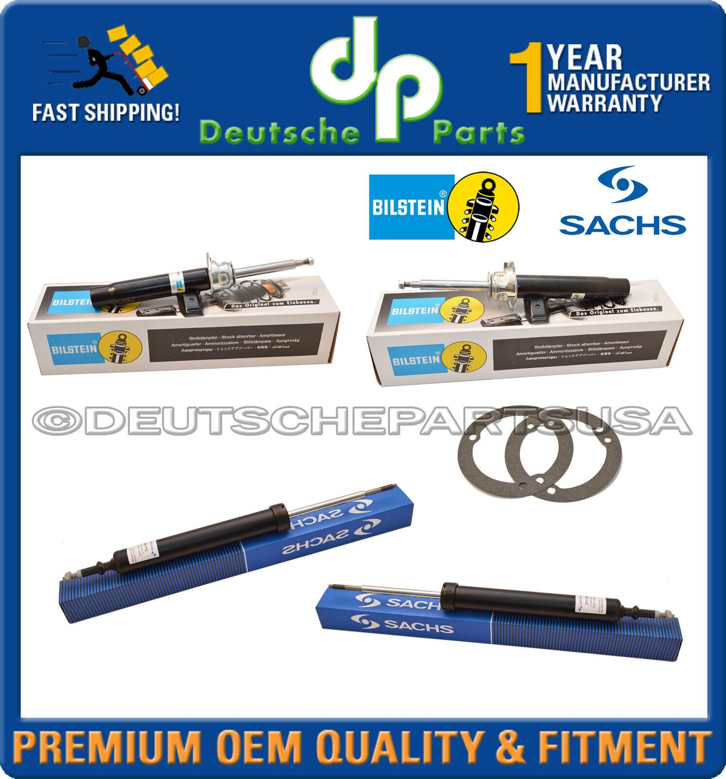 For BMW E90 3-Series Struts Shocks Upper Lower Mount Suspension Kit BILSTEIN OEM