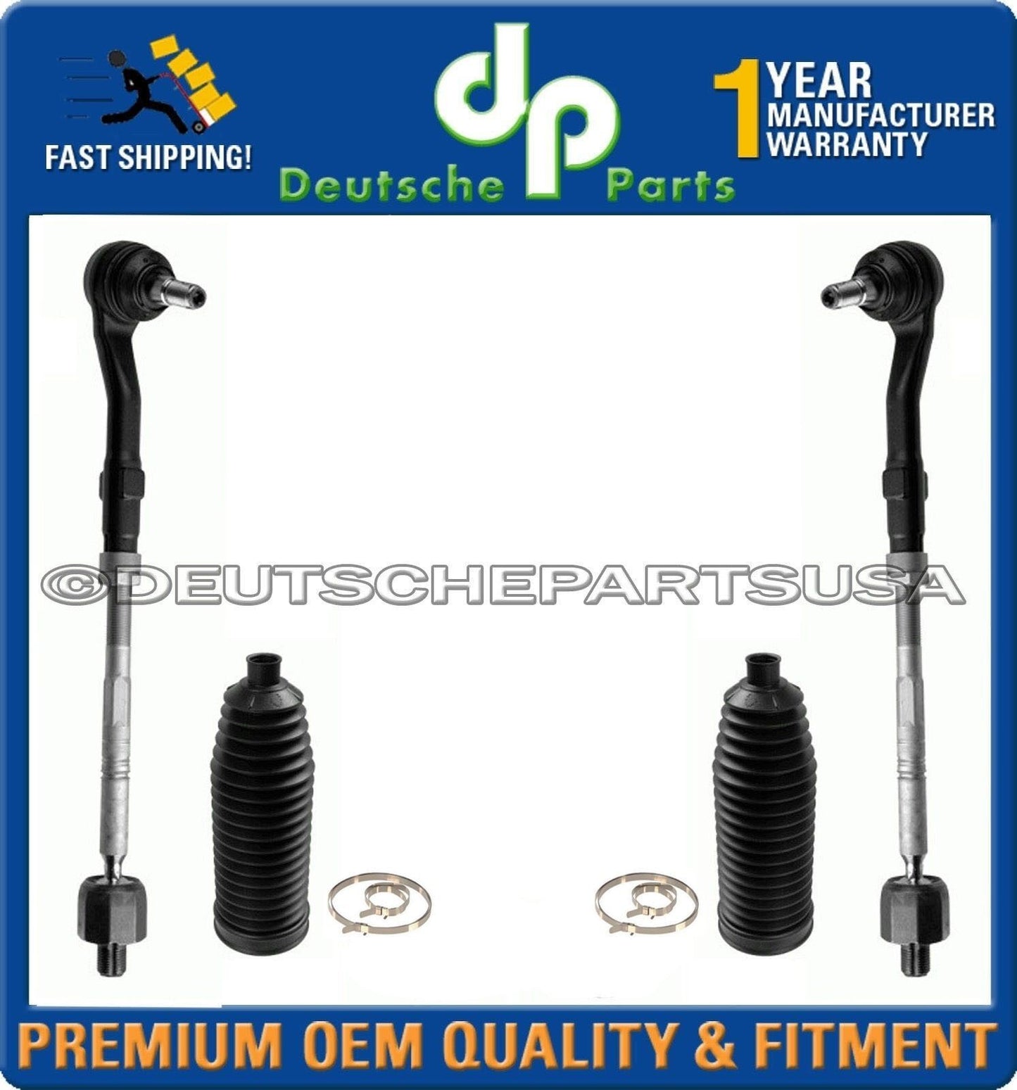 STEERING Tie Rod Rods INNER + OUTER Assembly + Rack Boot for BMW E60 Xi Kit 4