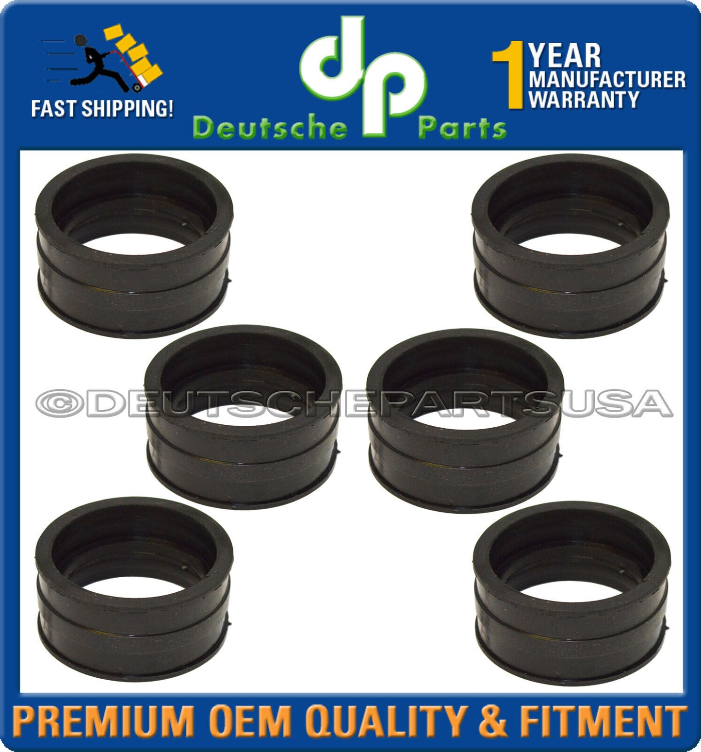 Porsche 911 Rubber Intake Sleeve - Air Distributor to Intake Manifold Set of 6