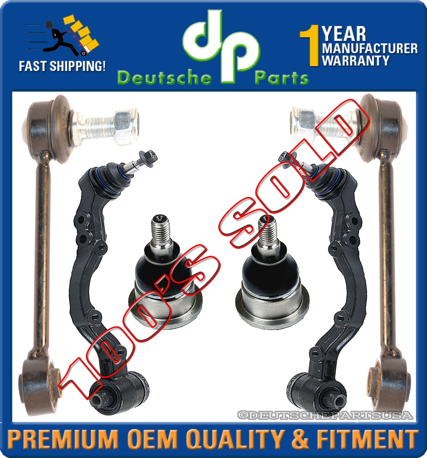 JAGUAR FRONT LOWER + UPPER CONTROL ARMS BALL JOINT + SWAY BAR LINKS L + R SET 6