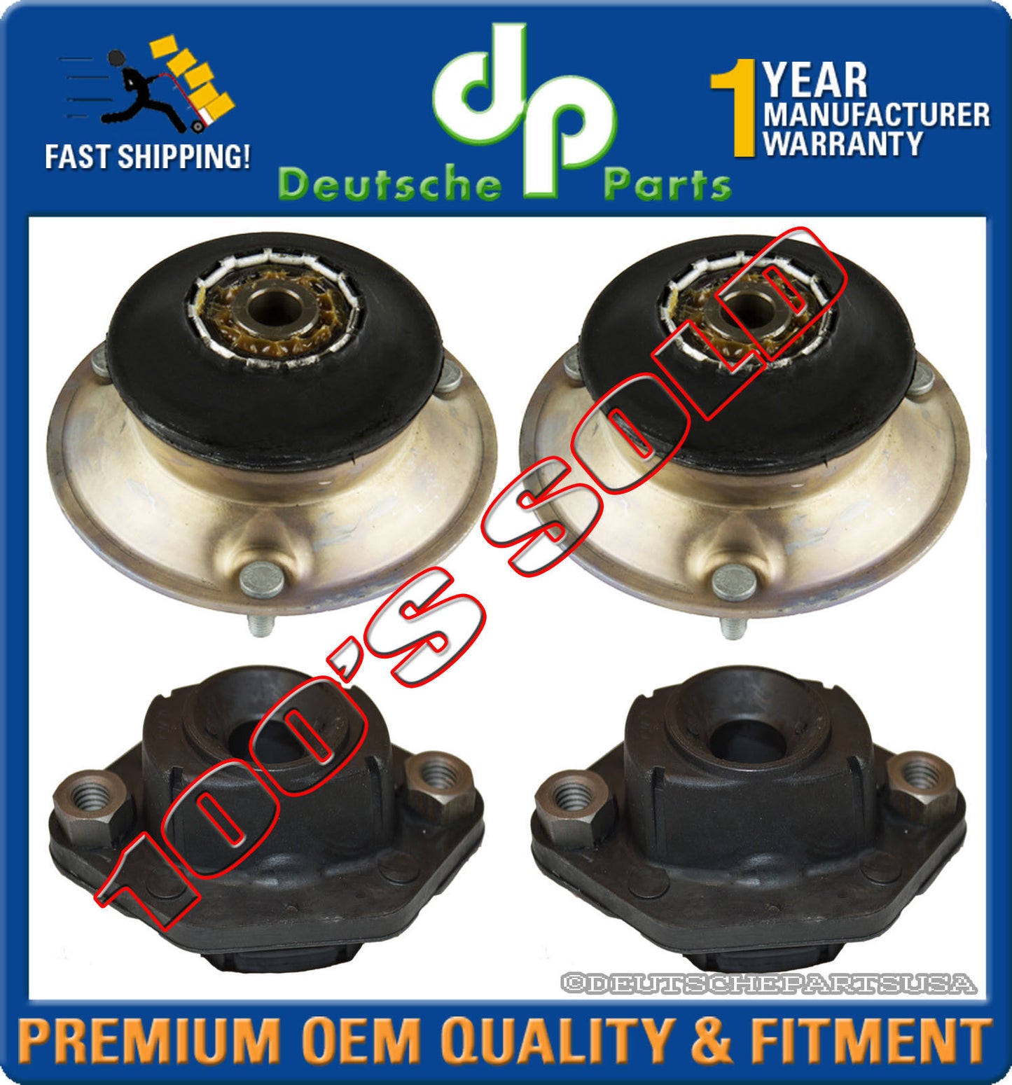 Front + Rear Lower Shock Strut Mount Mounts Bearing for BMW E82 E88 E90 SET OF 4