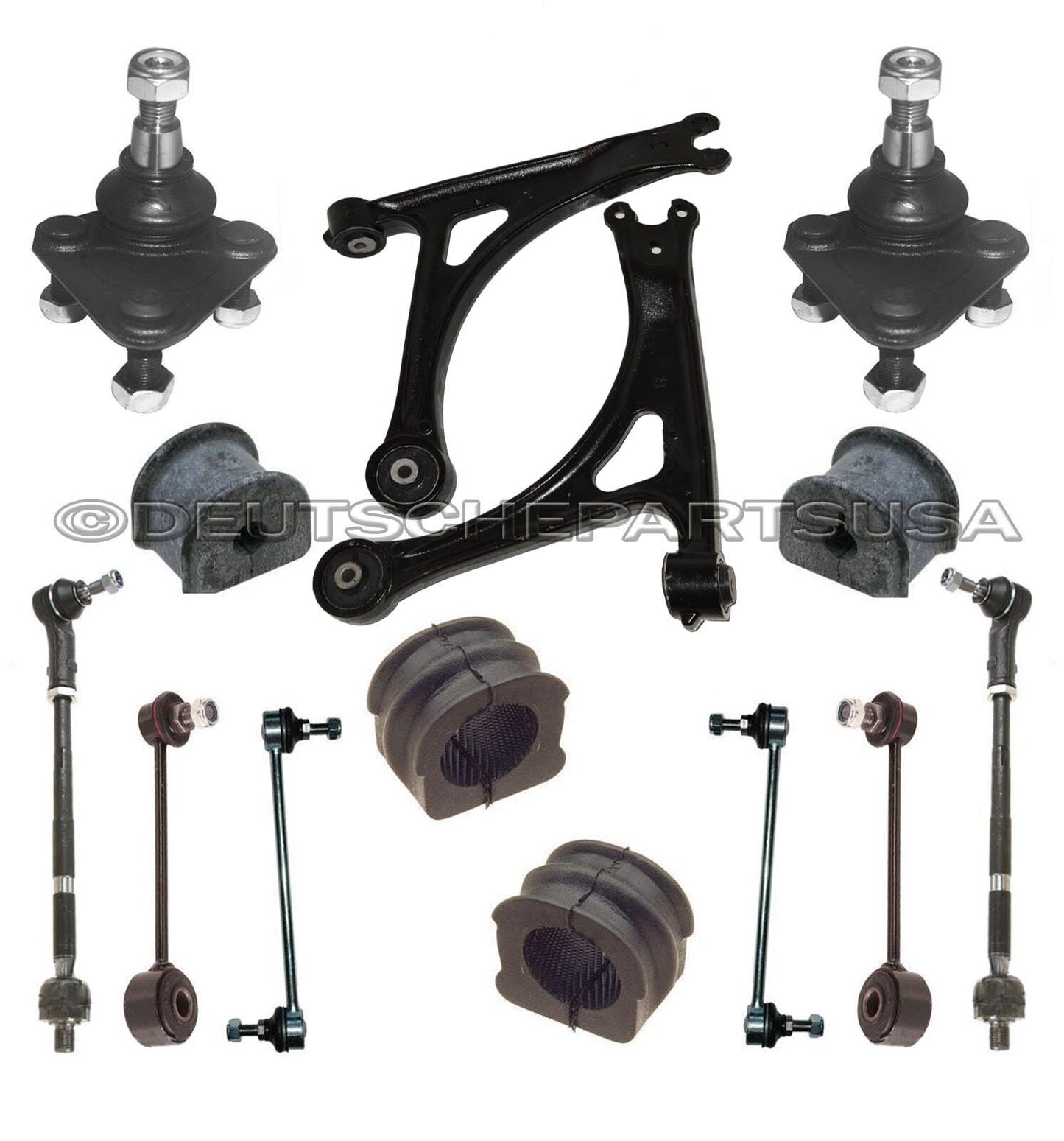 AUDI TT FRONT + REAR CONTROL ARM ASSEMBLY + BALL JOINTS + BUSHINGS + Tie Rods 16